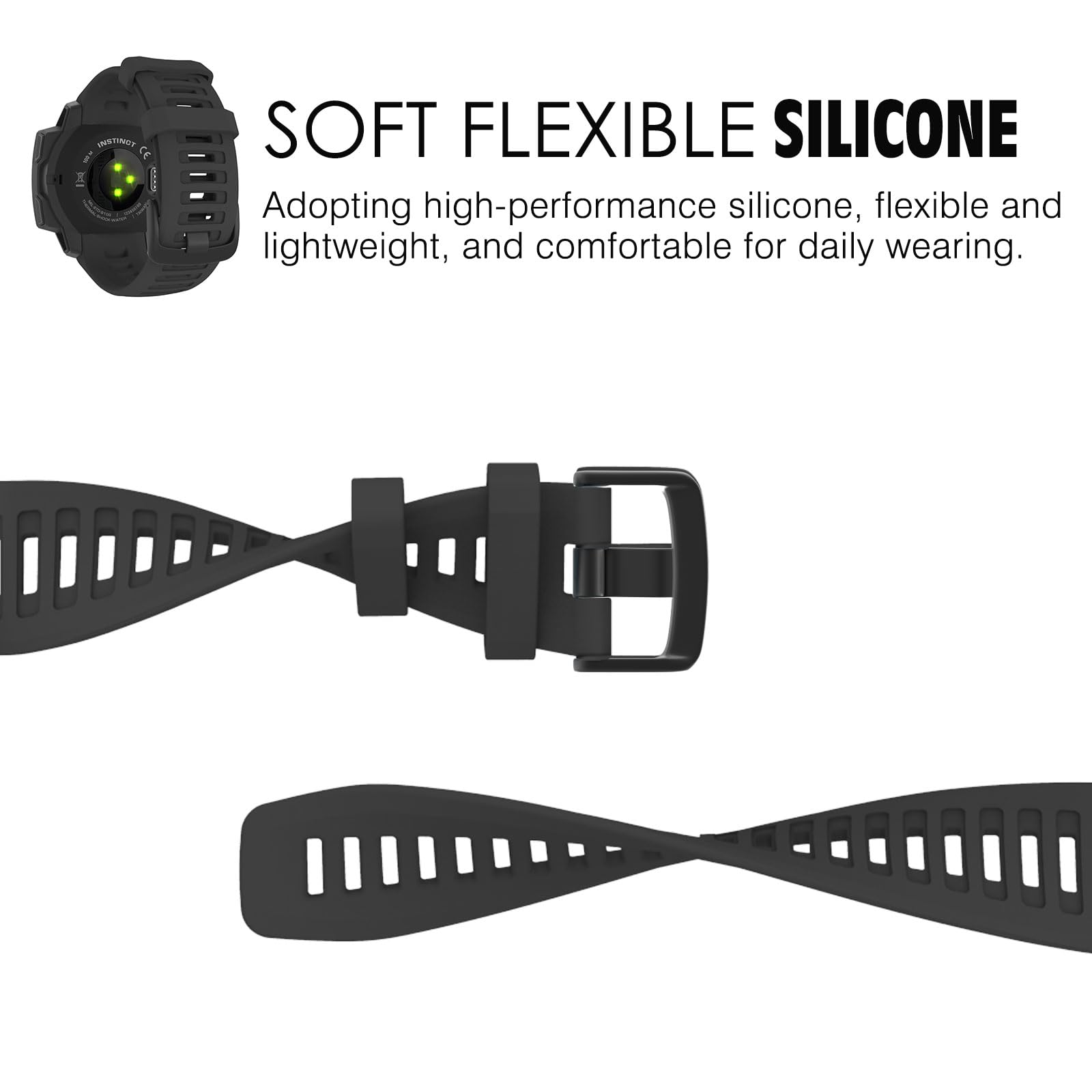 Moko 2Pack 22Mm Soft Silicone Sport Replacement Watch Band For Garmin Instinct/Instinct Solar/Tactical/Instinct 2 Gps Smartwatch