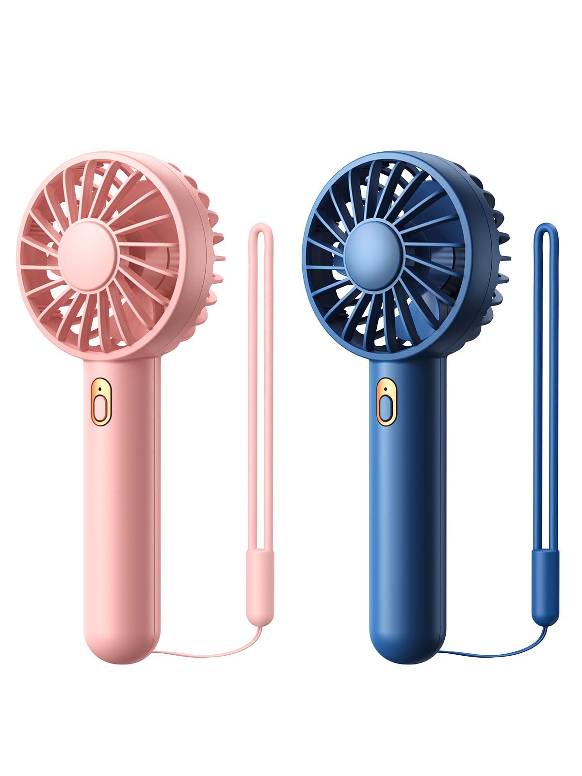 Warmco Mini Portable Fan 2-Pack - 3 Speed Rechargeable Handheld & Desk Fan with Base, Compact Cooling for Travel, Makeup, Summer