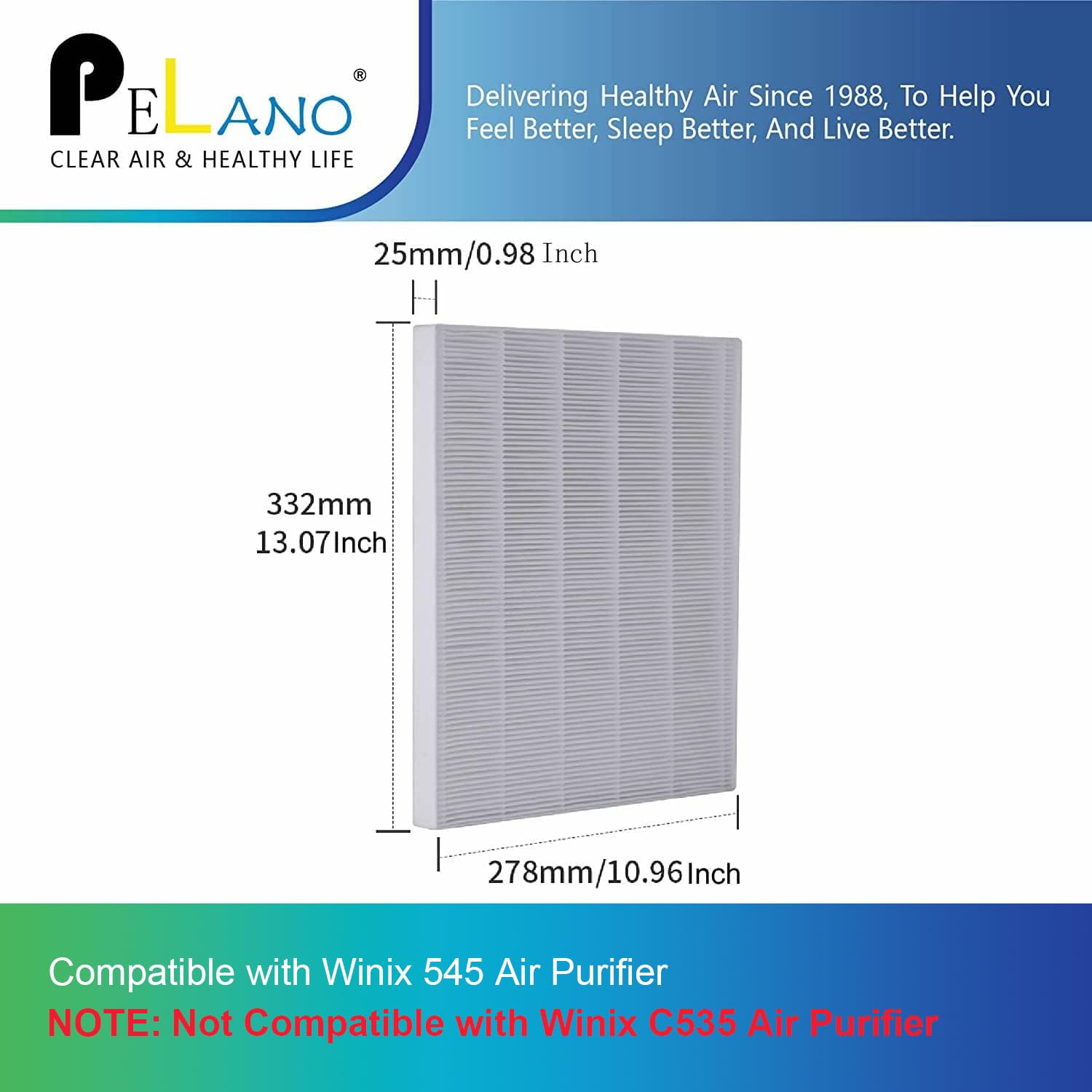 C545 True Hepa Replacement Filter S Compatible For Winix C545, Part Number 1712 0096 00, 2 True Hepa Filter + 8 Activated