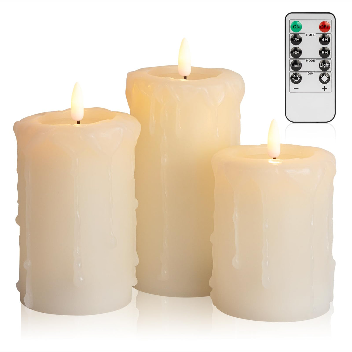 Angelloong Flameless Candles With Remote, Battery Operated Candles With Flickering Flame, Fake Led Electric Timer Candles For Ho