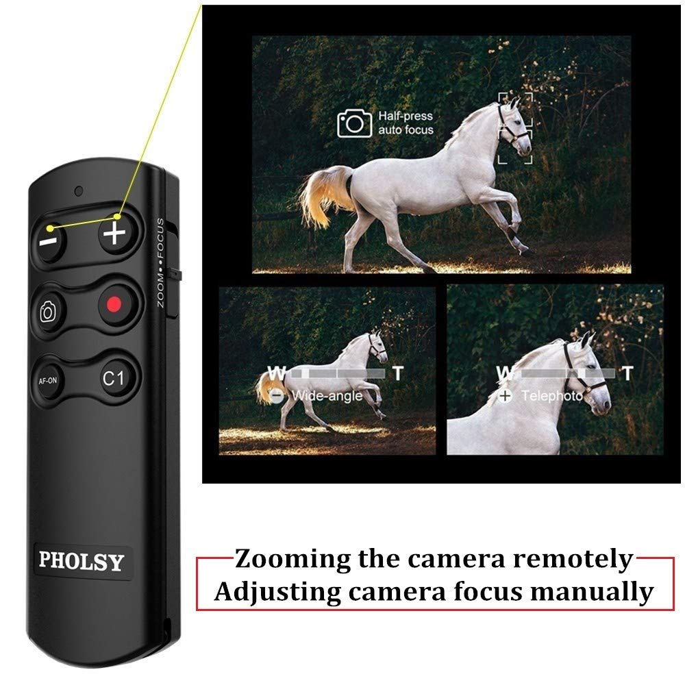 Pholsy Wireless Remote Commander For Sony Ilce-A1, A6400, A6600, A6700, A7C, A7M3, A7M4, A7Rm3, A7Rm4, A7Sm3, A9M2, Rx0M2, Rx100