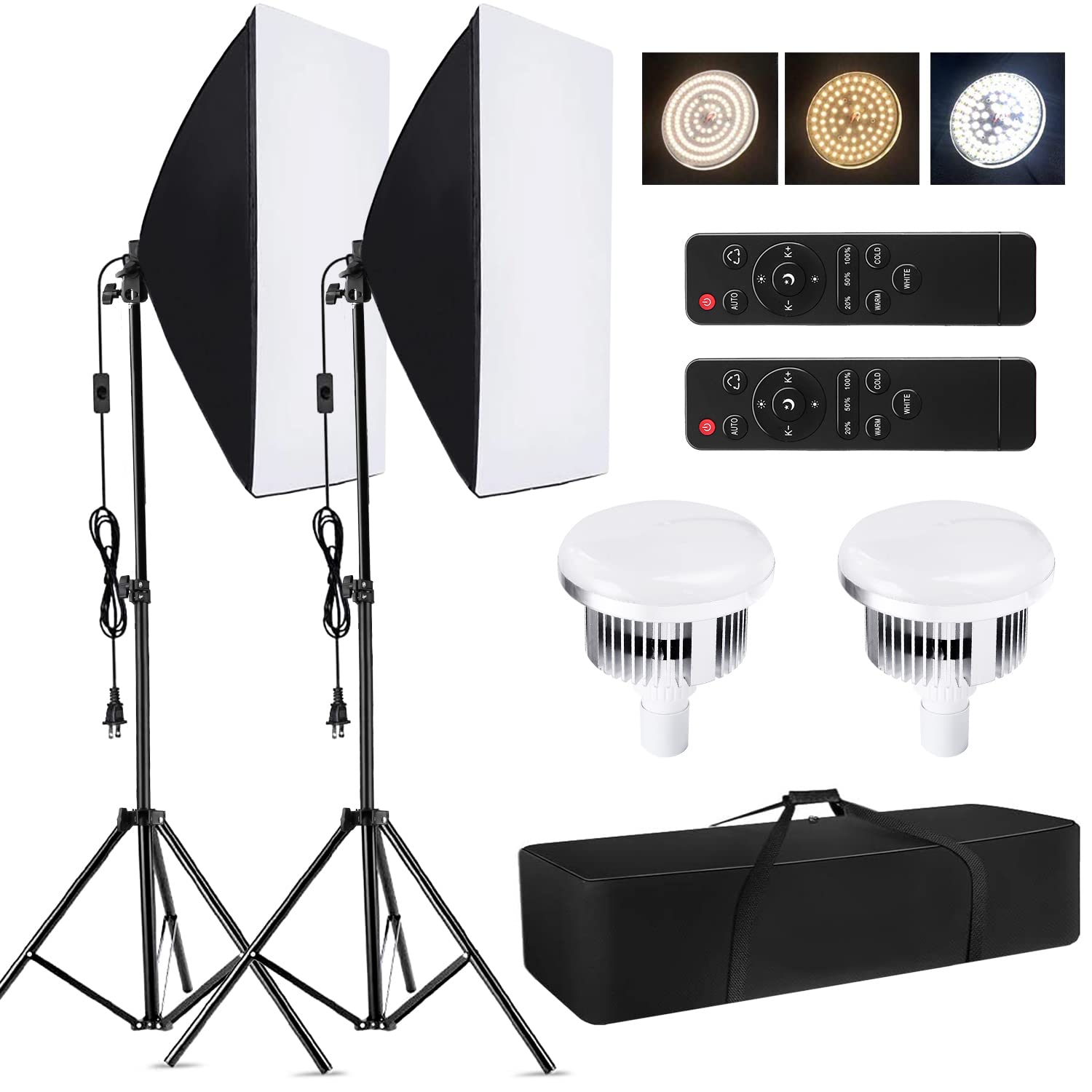 Andoer Studio Photography Light Kit Softbox Lighting Set With 85W 2800K 5700K Bi Color Temperature Led Light * 2 + 50X70Cm Softb