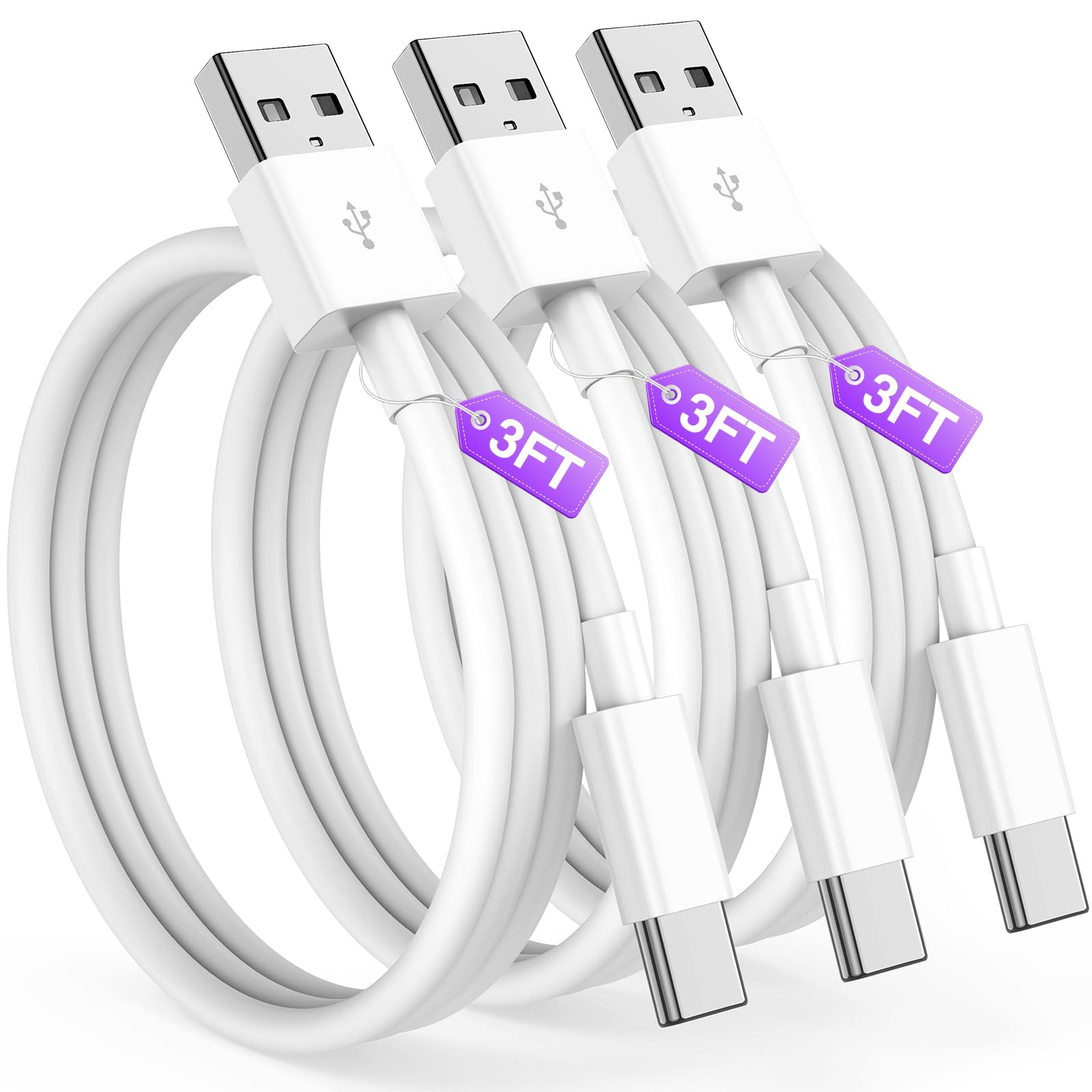 Essri Car CarPlay Cable for iPhone 17, 16, 15 USB C Charger Cord, 3Pack 3FT USB A to USB C Charging Cable for Apple iPhone 17/1