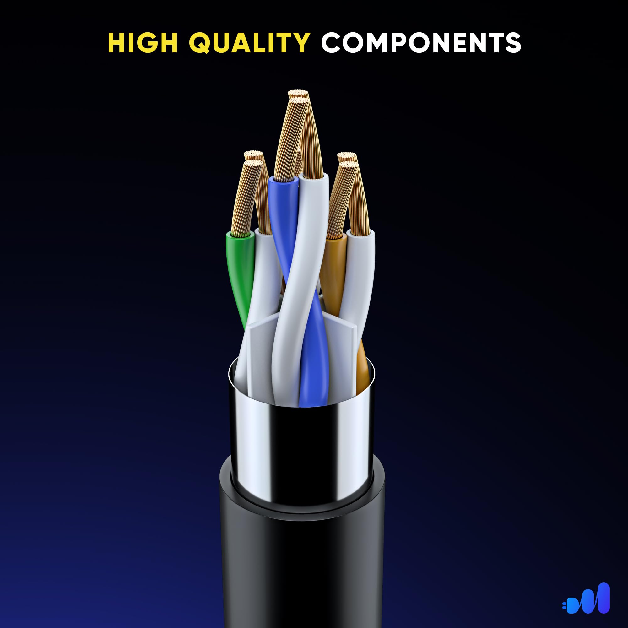 Maximm Cat6 Heavy Duty Outdoor Cable 100 Ft   Black   Zero Lag Pure Copper, Waterproof Ethernet Cable Suitable For Direct Burial Installations.