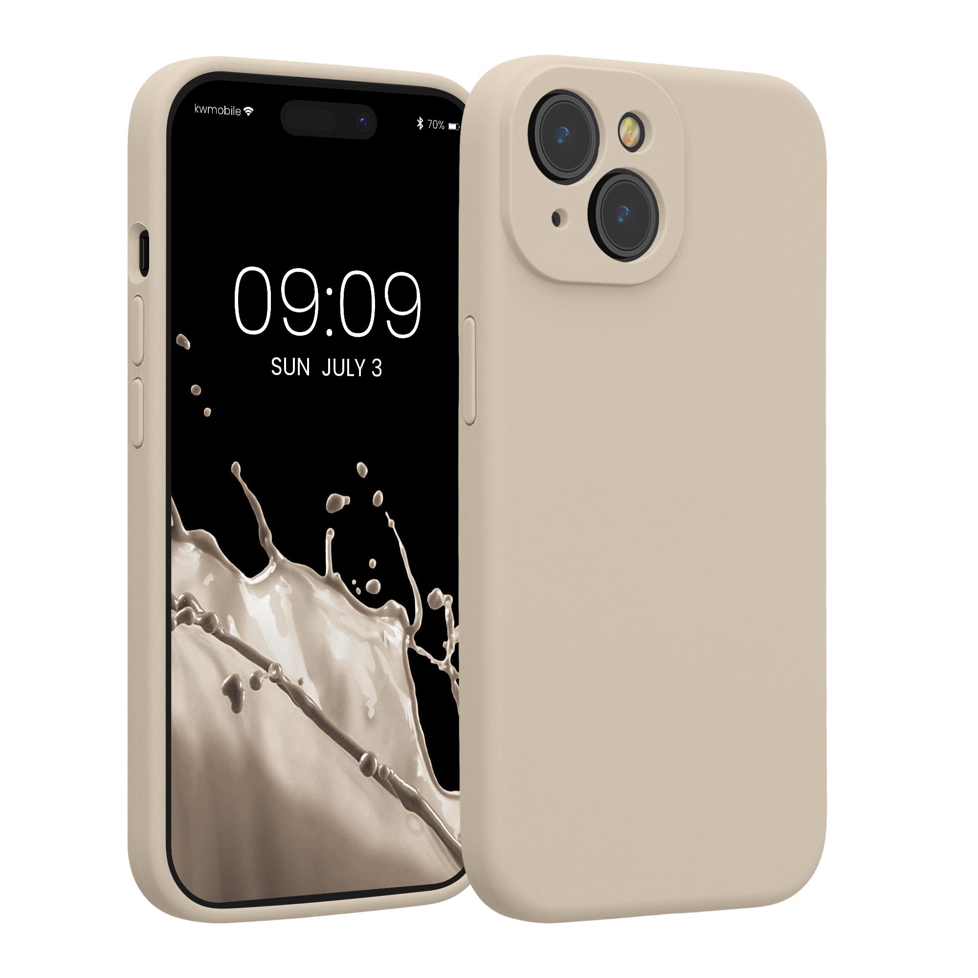 kwmobile Case Compatible with Apple iPhone 15 Case - Slim TPU Silicone Phone Cover - Soft Touch Finish - Cream
