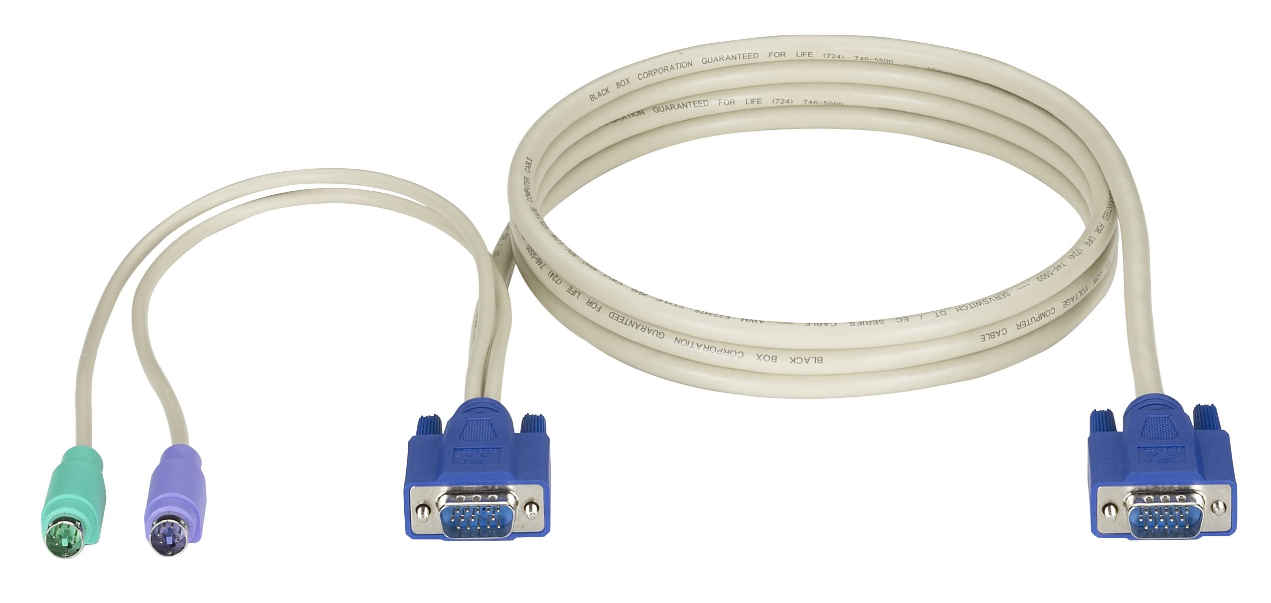Black Box Keyboard/Video/Mouse (KVM) Cable - HD-15 (VGA) (M) to PS/2, HD-15 (VGA) (M) - 6 ft - for P/N: KV9208A, KV9216A, KV9304