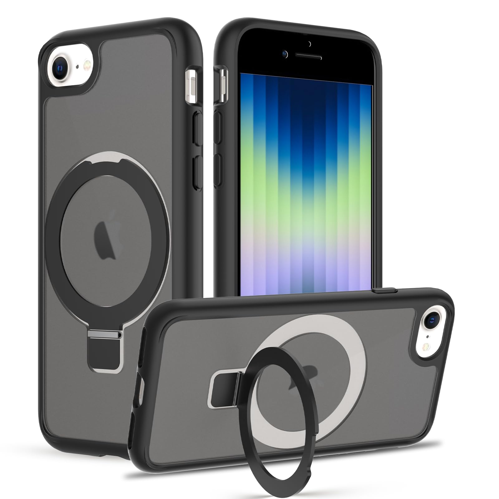 Pinlisheng Magnetic Stand For Iphone Se Case 2022/3Rd/2020/2Nd Gen, Iphone 8/7 Case [Military Grade Drop Tested] Translucent Bac
