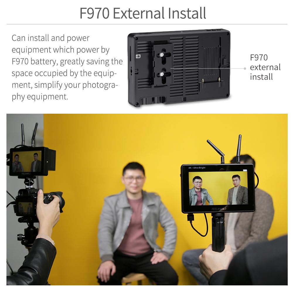 Feelworld Lut7 Pro 7 Inch Ultra Bright 2200Nits Dslr Camera Field Monitor 3D Lut Touchscreen Hdr Waveform F970 External Power An