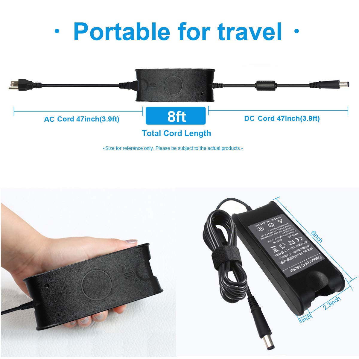 90W 19.5V 4.62A Ac Charger Compatible With Dell Inspiron 17R N7110 N5110 1720 1537 1564 N4110 3721 6000 6400 Latitude E6410 E4310 3450 3543 E4300 E6220 E6400 E6510 Xps M1330 M1530 Studio 1737 1558