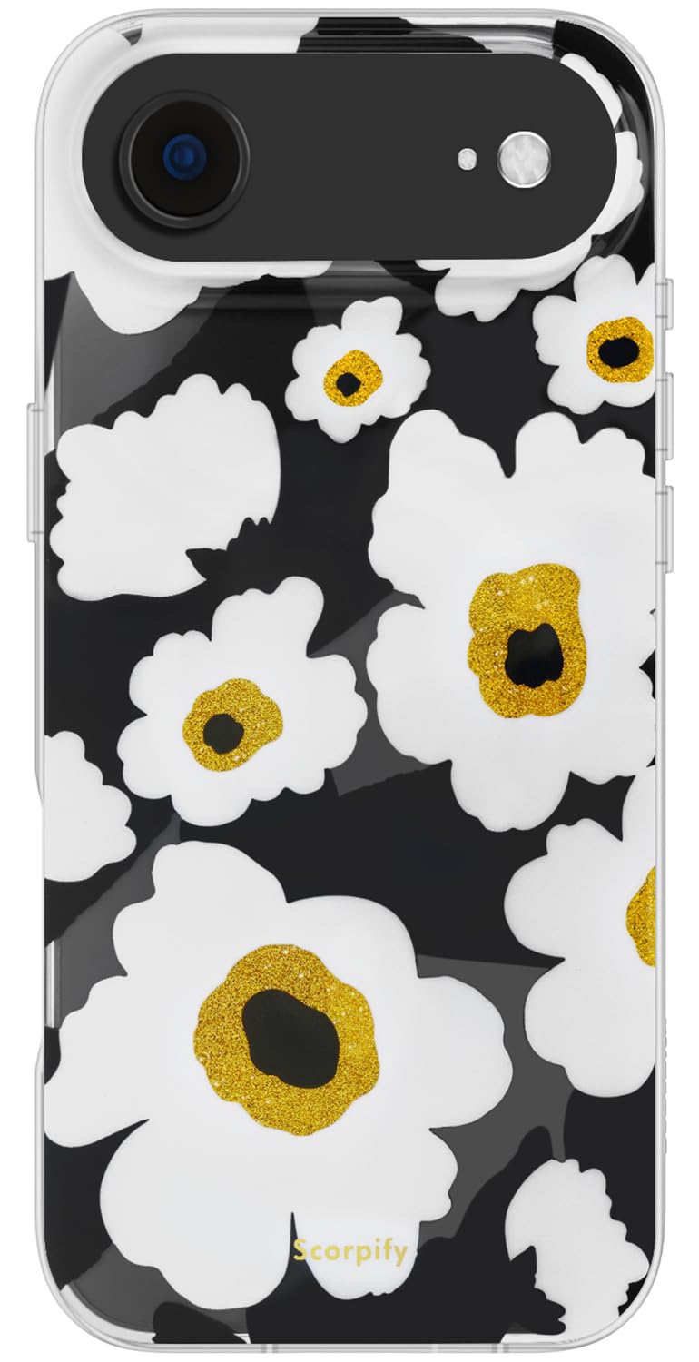 SCORPIFY for iPhone 17 Air Case [Compatible with MagSafe] with Black Corn Poppy Floral Design, Cute Clear Flower Magnetic Phone 
