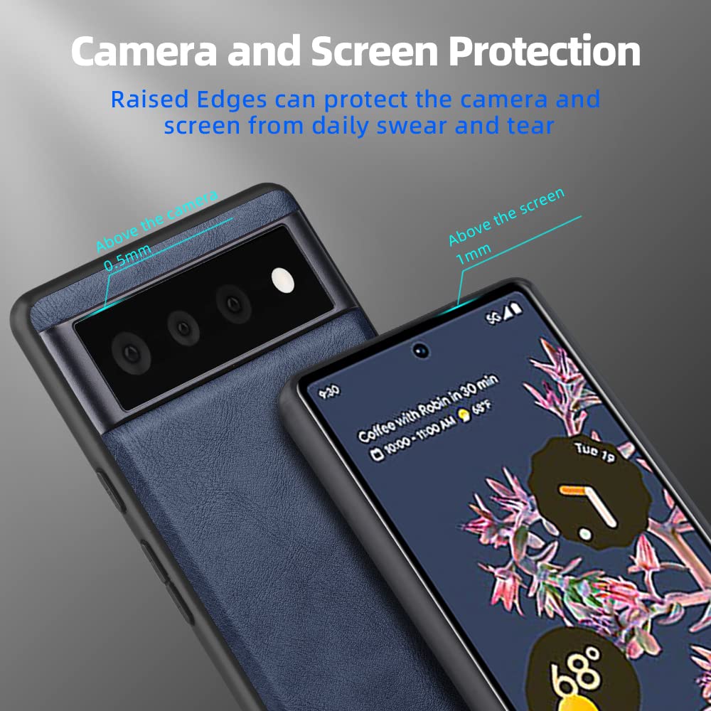 X-level Google Pixel 6 Phone Case Anti-Scratch Shockproof PU Leather TPU Blue