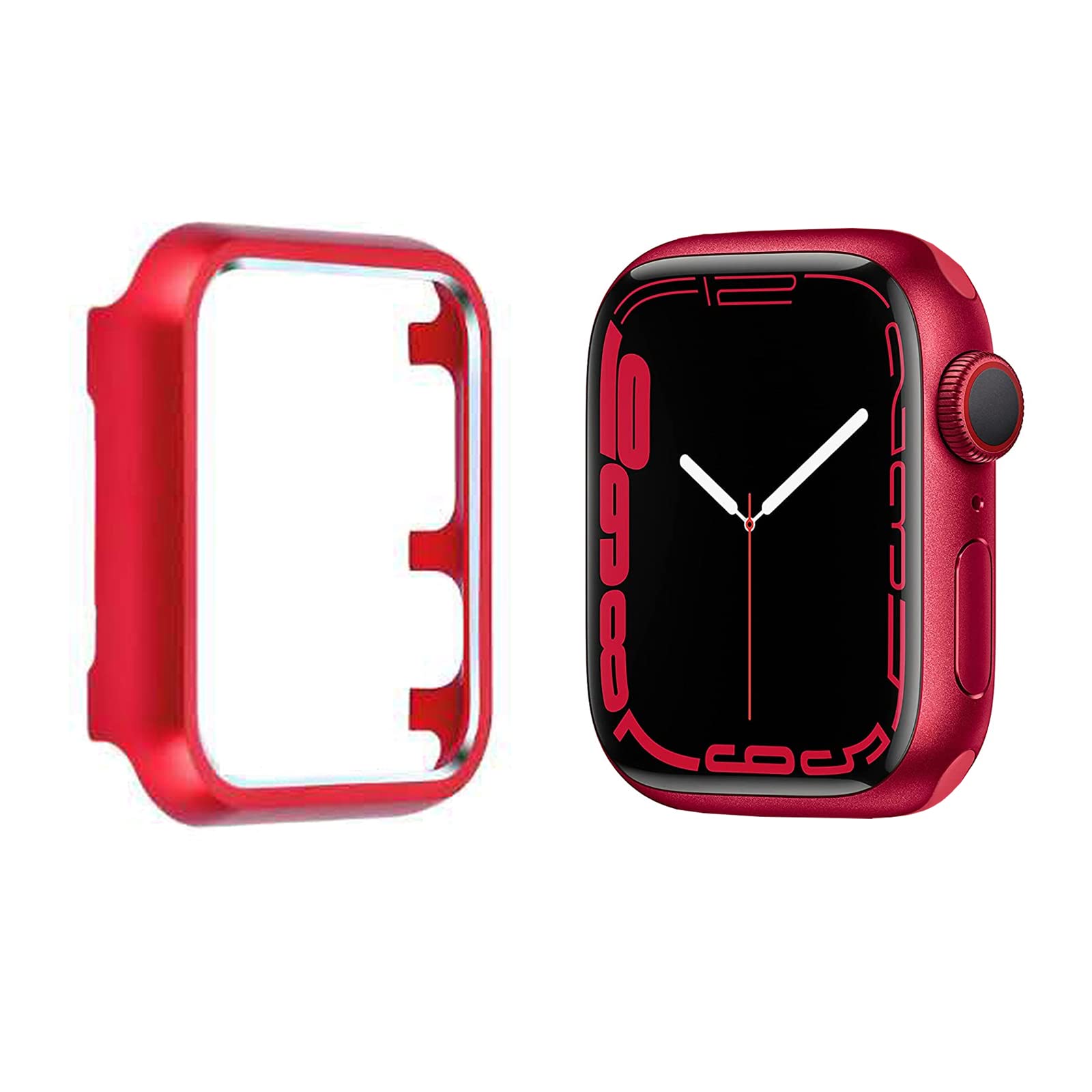 Compatible Apple Watch Series 8 45Mm Case Series 7 Red,Ninki Shockproof Aluminium Bumper Protective Watch Case Full Protection S