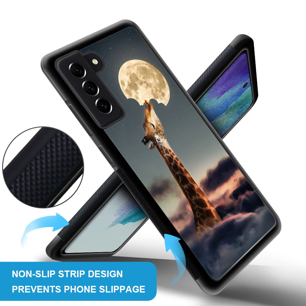 ZHEGAILIAN Samsung Galaxy S23 Phone Case Shockproof Non-Slip TPU PC Giraffes Eat The Moon 6.1 inch
