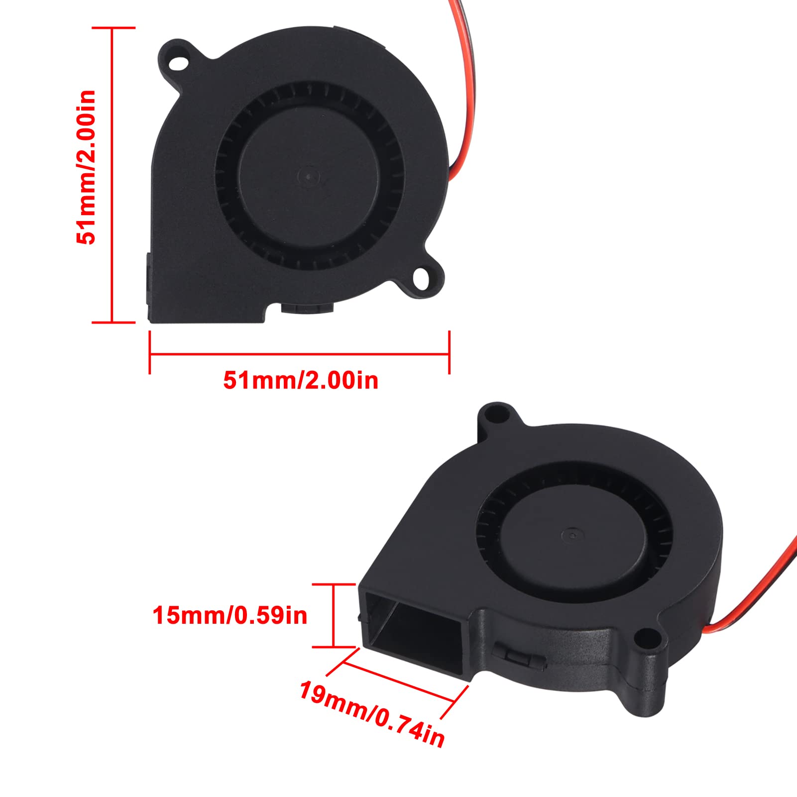 Diann 2Pcs 5015 3D Printer Dc 24V Brushless Blower Cooling Fan Turbine Turbo 50X15Mm For Reprap I3 Cr 10 And Other Small Applian