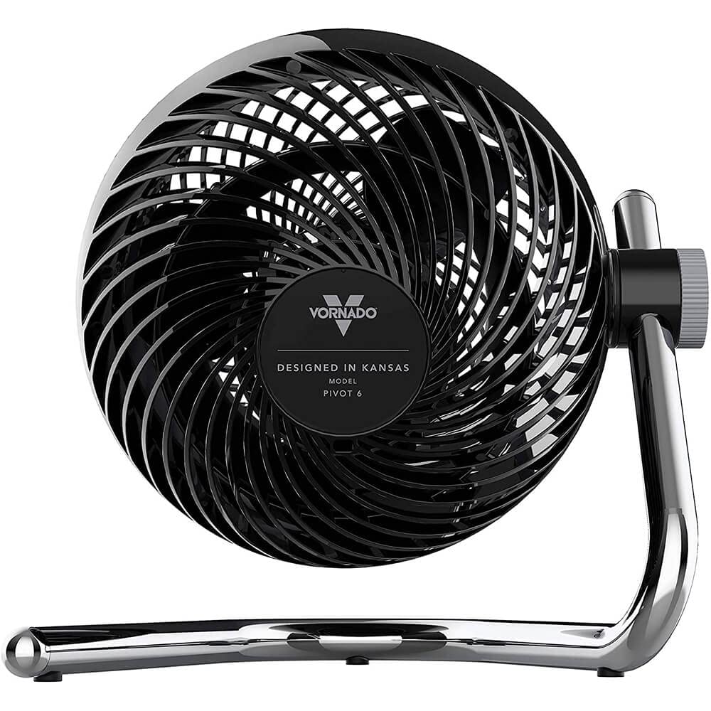 Vornado Pivot6 Whole Room Air Circulator Fan With 4 Speeds, Remote Control, Rotating Axis, Black