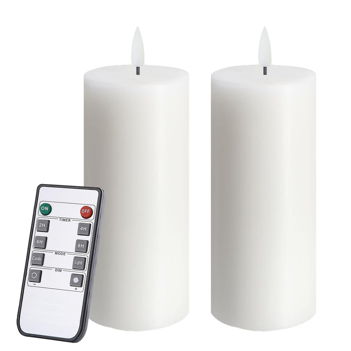Volnyus White Flameless Candles Set Of 2 (2.2X5 Inch) Flickering Led Wax Candles Battery Operated With Remote Control Timers For