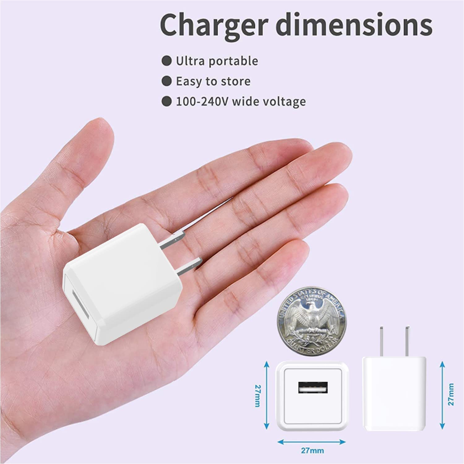 [Apple Mfi Certified] Iphone Charger, 2Pack Lightning Cable Apple Charging Cords &Fast Quick Usb Wall Charger Travel Block Plug