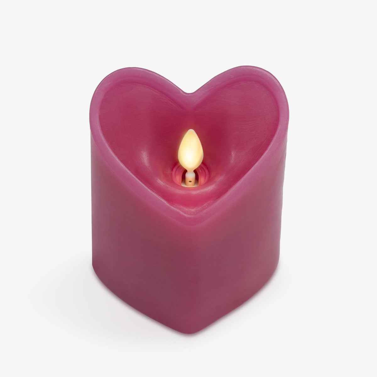 Luminara Raspberry Sorbet Heart Shaped Pillar Candle - Flickering Real-Flame Technology - Remote Ready - Romantic Valentine'S Co
