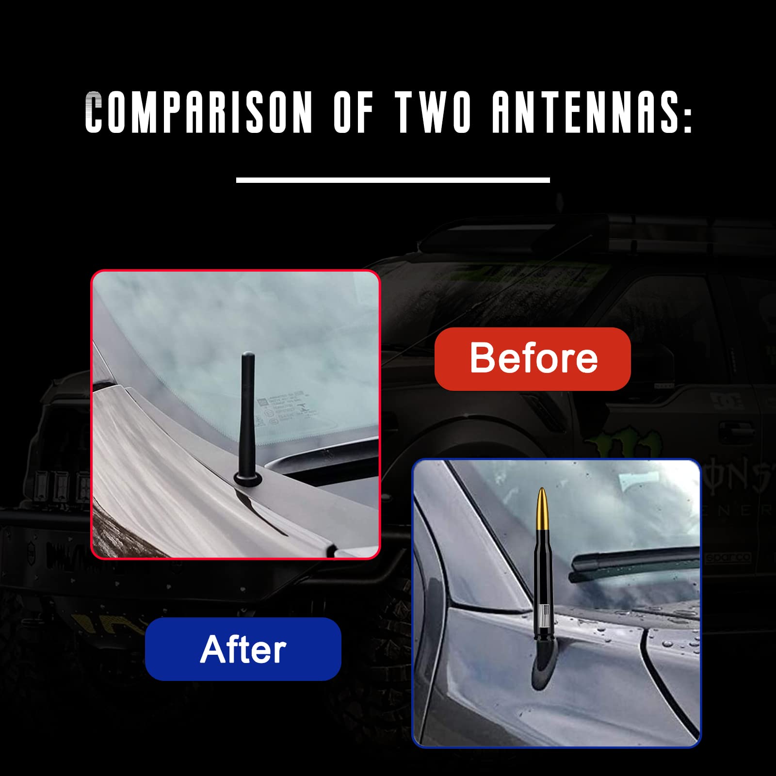 American Flag Car Truck Antenna With Valve Stem Caps, Universal Antenna Mast For Gm Chevy Silverado 1500 2500 3500 Hd Avalanche