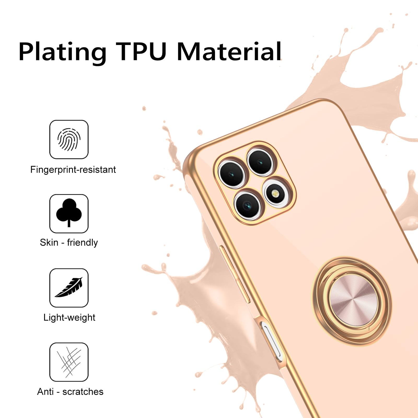 Guagua For T-Mobile Revvl 7 5G Case With 360 Ring Holder Kickstand Magnetic Car Mount Supported Slim Soft Tpu Shockproof Protect