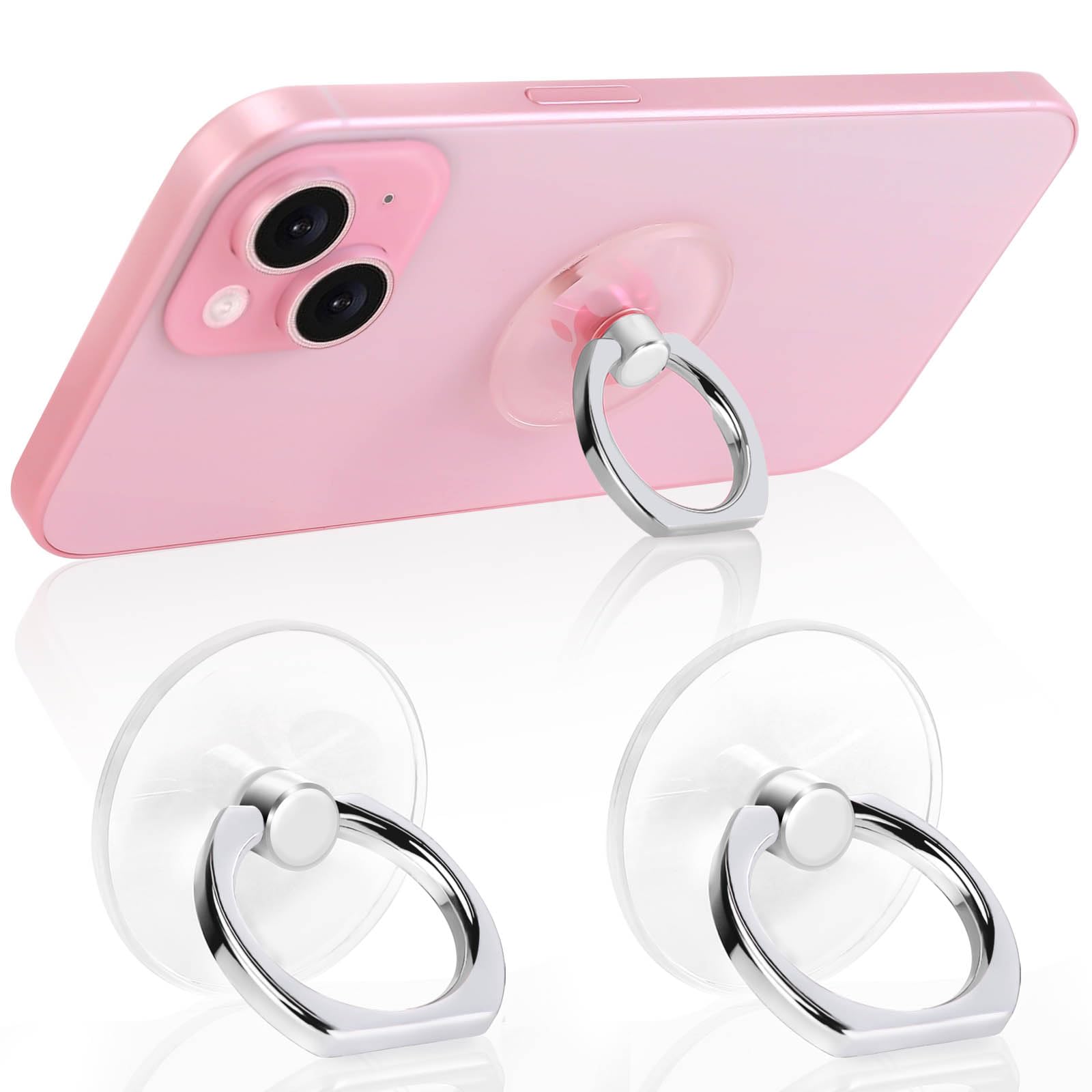 Jsoerpay Clear Phone Ring Holder 2 Pack, Transparent Cell Phone Ring Grip 360Rotation Finger Ring Stand, Phone Kickstand Compati