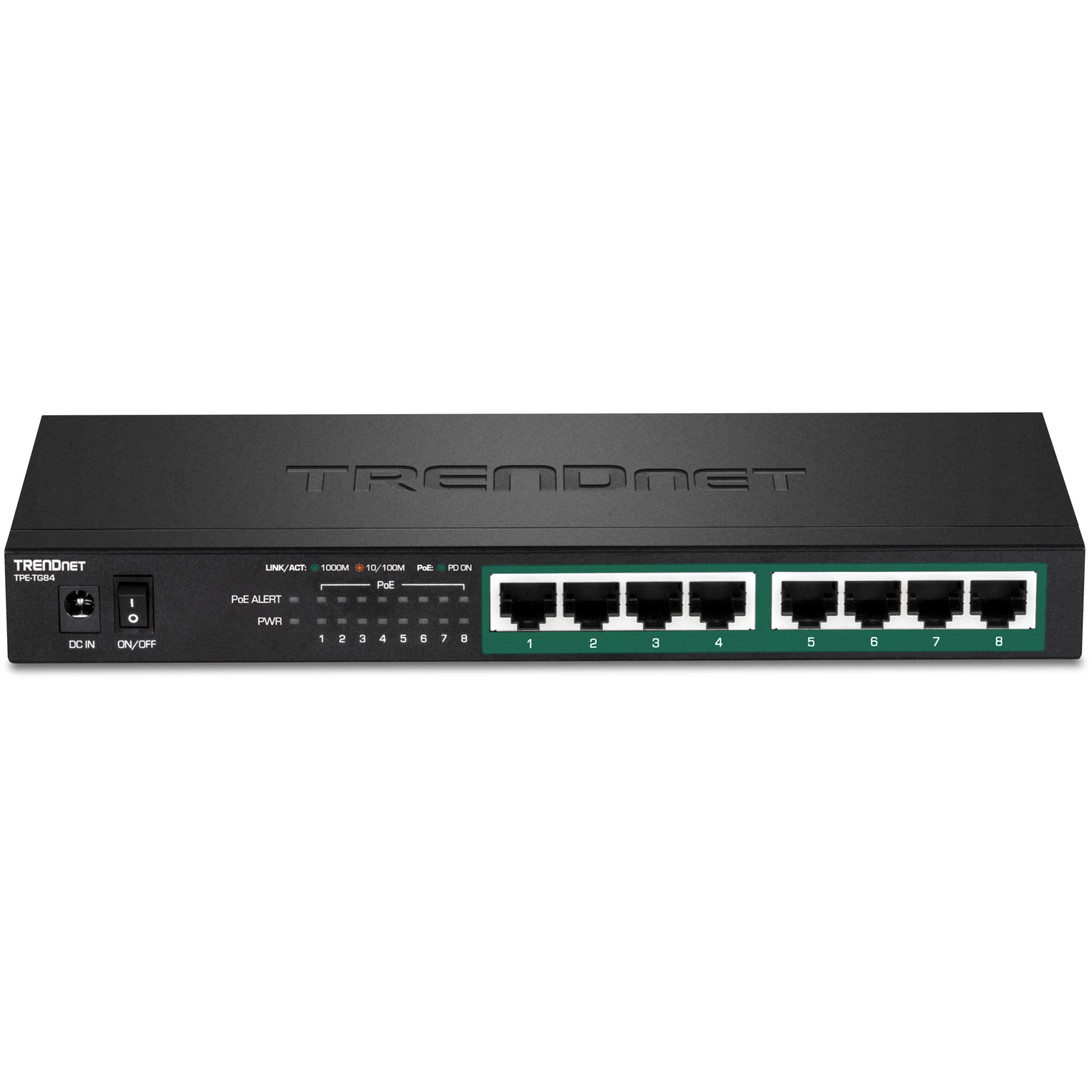 Trendnet 8-Port Gigabit Poe+ Switch, 120W Poe Power Budget, 16Gbps Switching Capacity, Ieee 802.1P Qos, Dscp Pass-Through Suppor