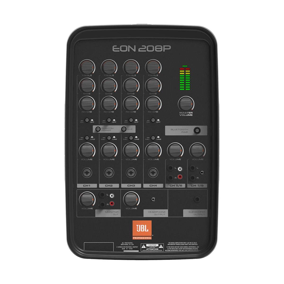 Jbl Professional Eon208P Portable All-In-One Dual Speaker, 2-Way Pa System With Akg Vocal Microphone, 8-Channel Mixer And Blueto