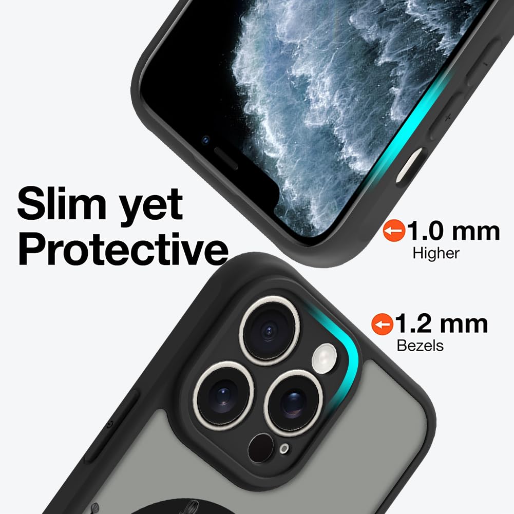 Ook Magnetic For Iphone 11 Pro Case Black Wildflower Pattern [Compatible With Magsafe] Slim Translucent Matte Camera Lens Protec