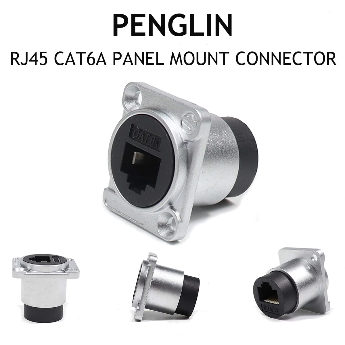 Penglin 5Pcs Rj45 Shielded Panel Mount Connector, D Type Rj45 Cat6A Socket, Female To Female Double Head Feed Thru Waterproof Ne