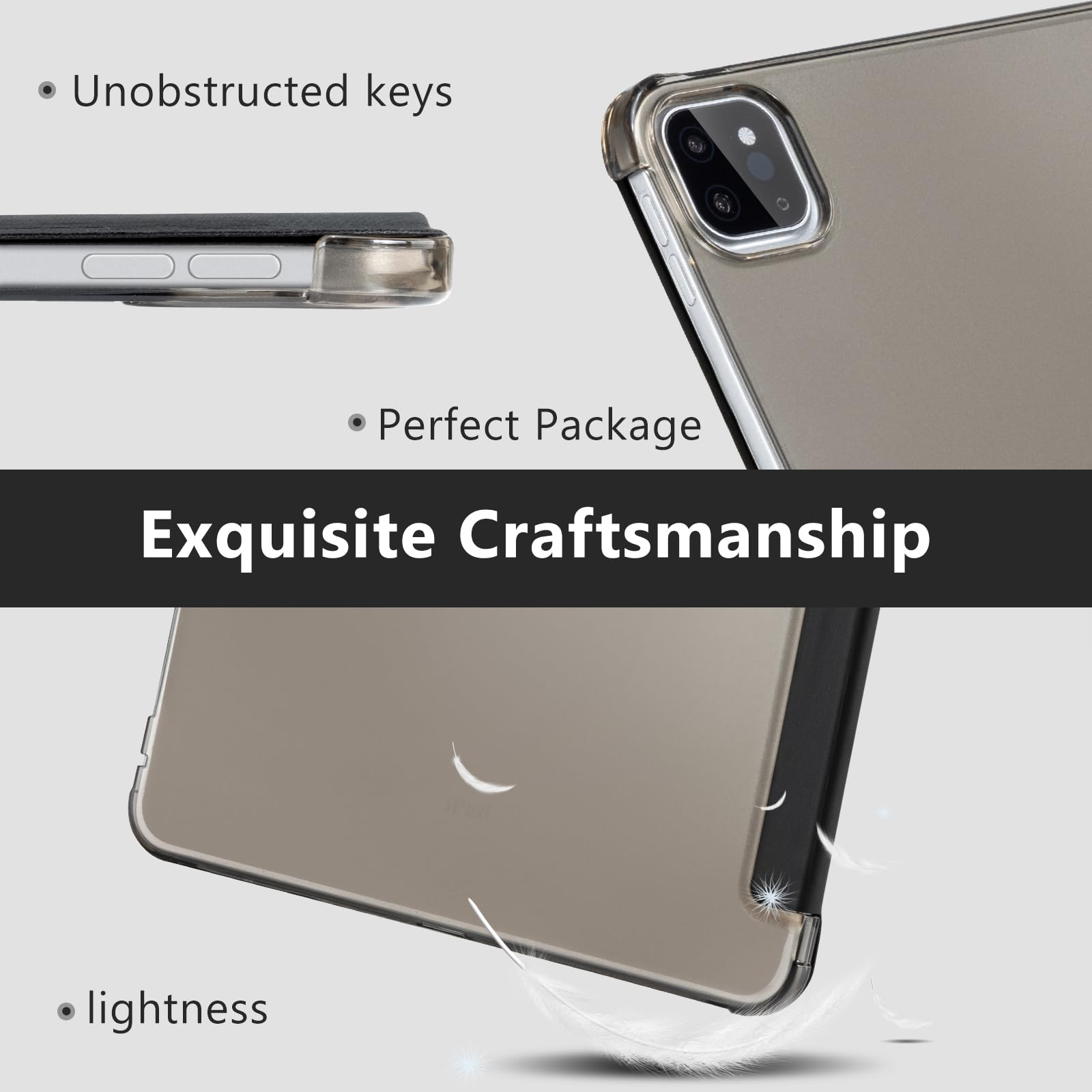 Cobak Case For Ipad Pro 13 Inch 2024 (7Th Gen) Released, Slim Stand Translucent Back Shell Protective Smart Cover With Auto Slee