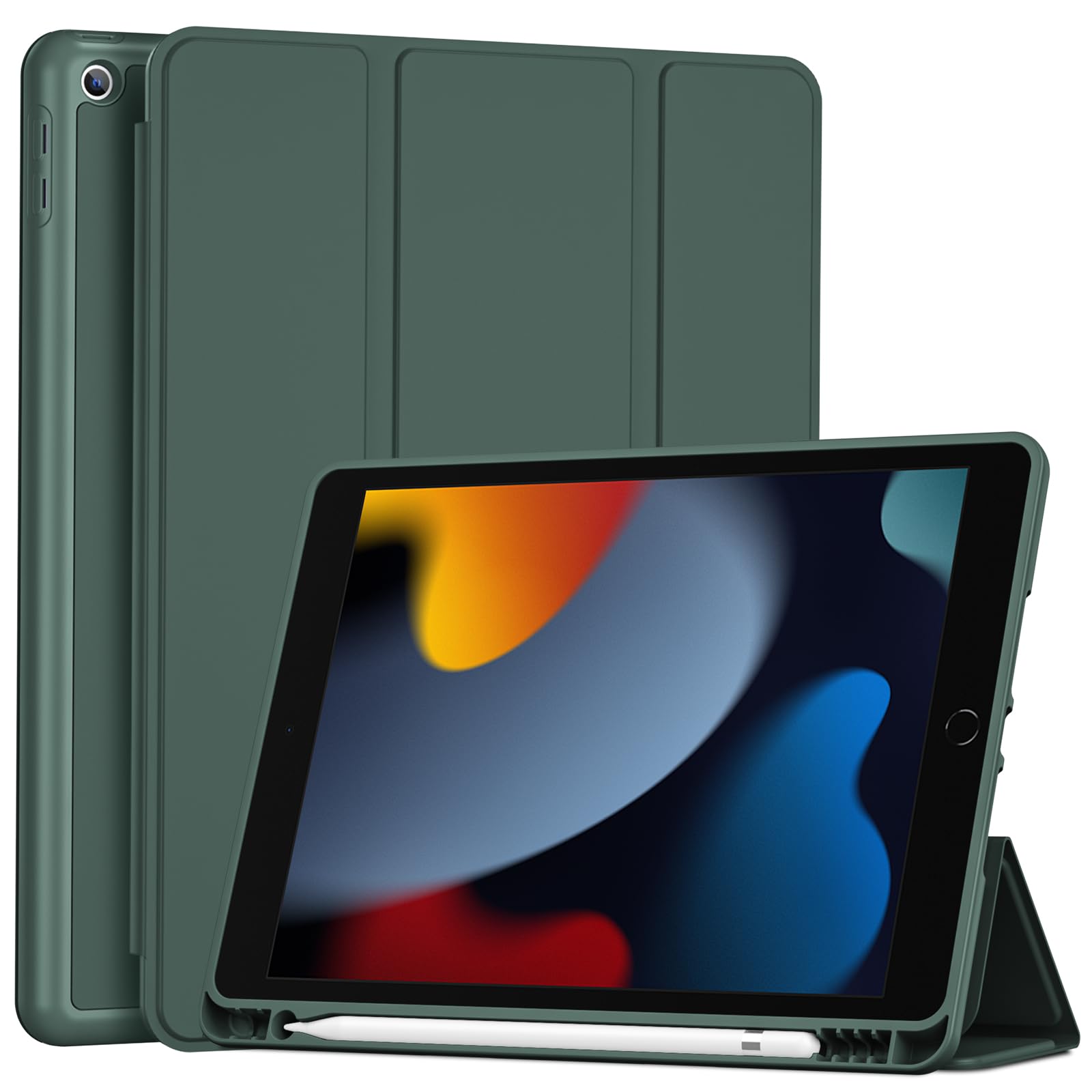 ProCase for iPad 9th 8th 7th Generation 10.2 (2021/2020/2019 Release), Soft TPU Back Cover with Pencil Holder, Shockproof Smart 