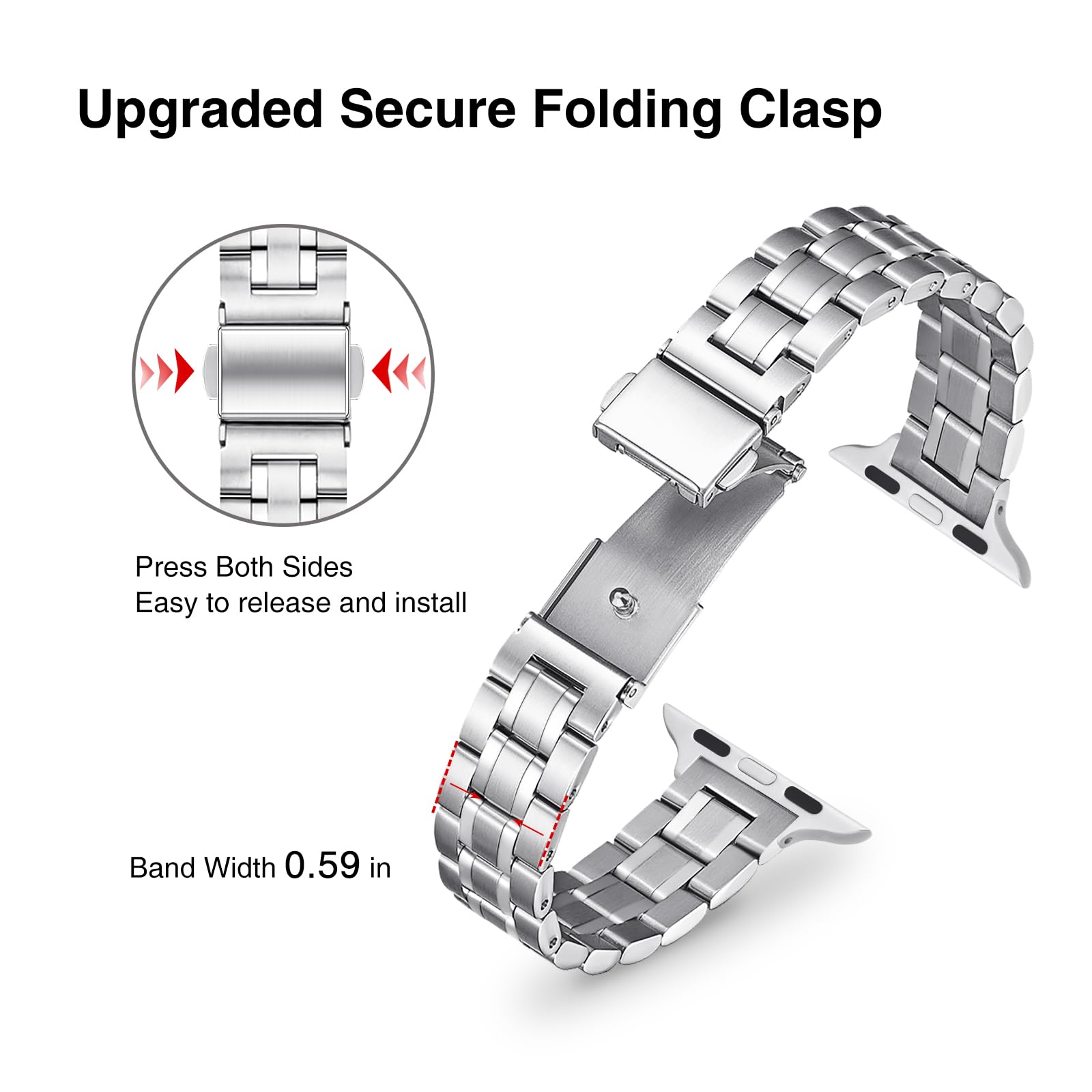 Stiroll Thin Replacement Band Compatible For Apple Watch 38Mm 40Mm 41Mm 42Mm 44Mm 45Mm 46Mm 49Mm, Stainless Steel Metal Wristban