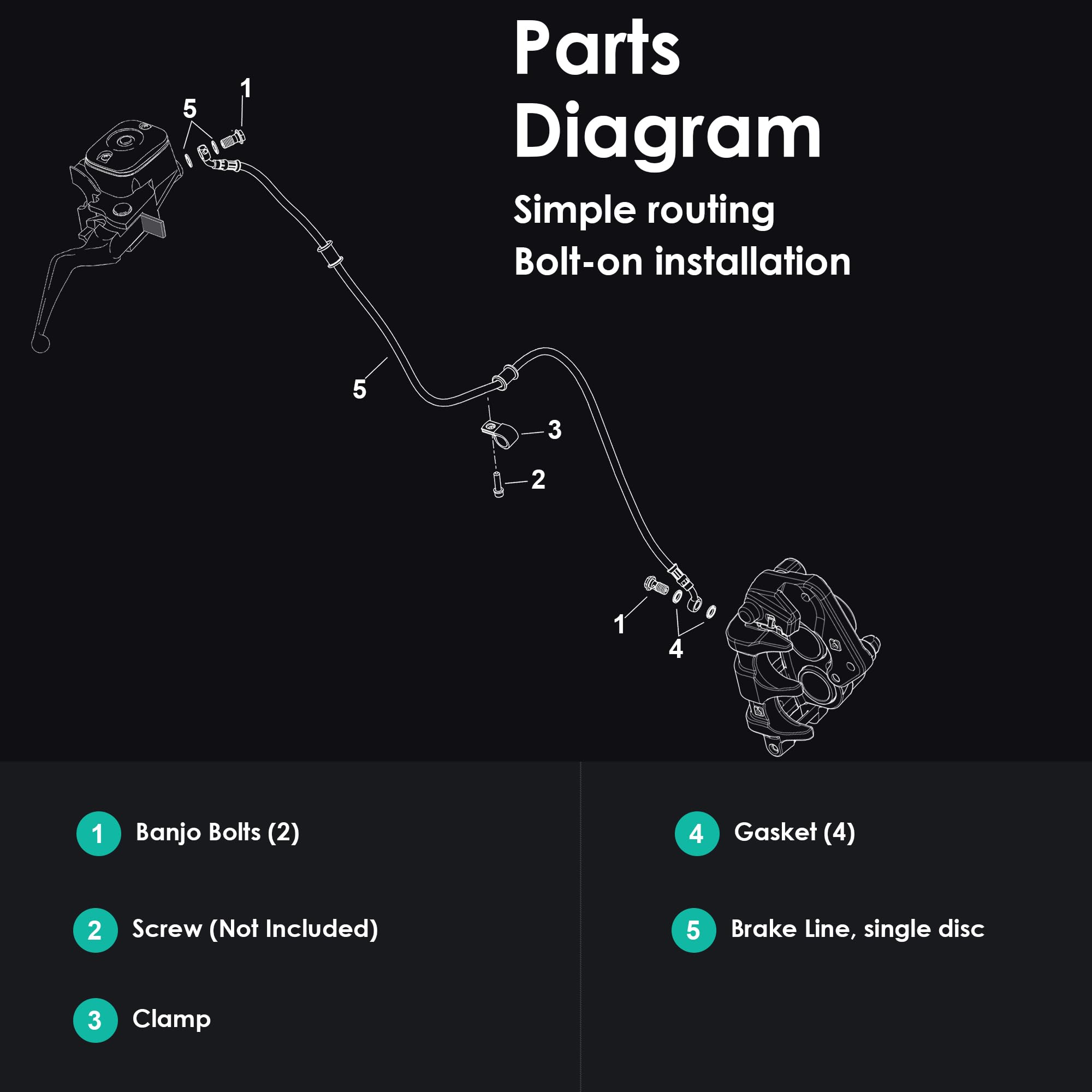 Mokitdora 44.5 Stainless Steel Braided Front Brake Lines Oil Hose For Harley 2004-Up Sportster 2018-Up Softail Models 14 Handleb