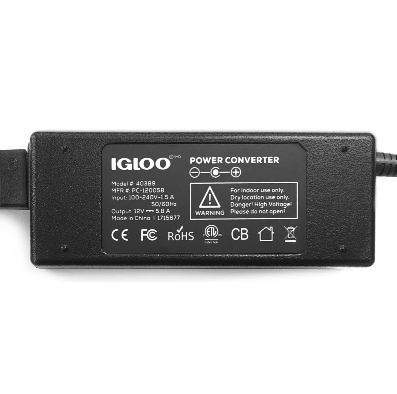 Igloo 110V Ac Power Converter For Iceless Kool Mate Cool Chill Thermolectric Coolers
