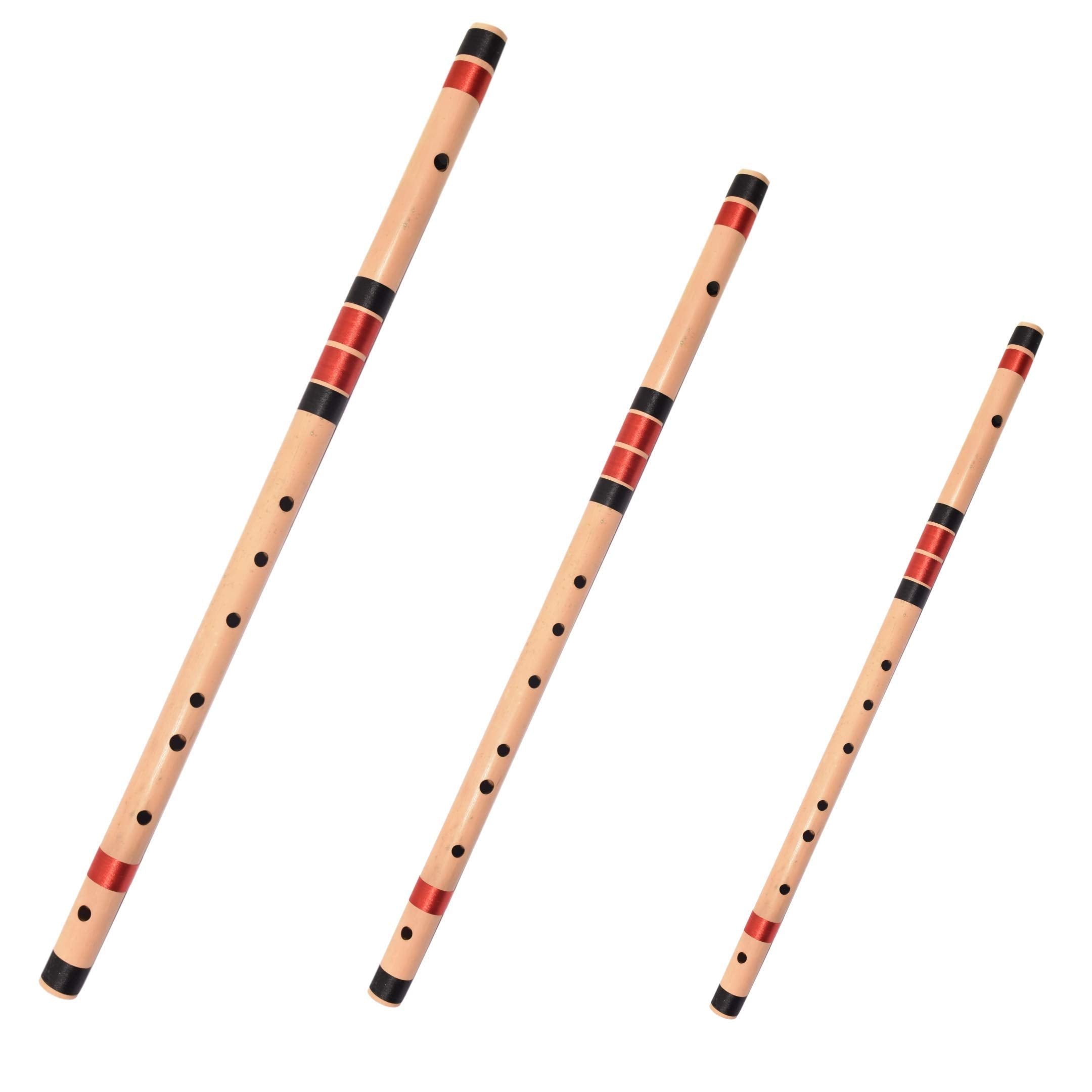 ShivZ Muzic Flutes, Set Of 3 Premium Bansuri, C, E & G Medium (With Written Manual & Bag)