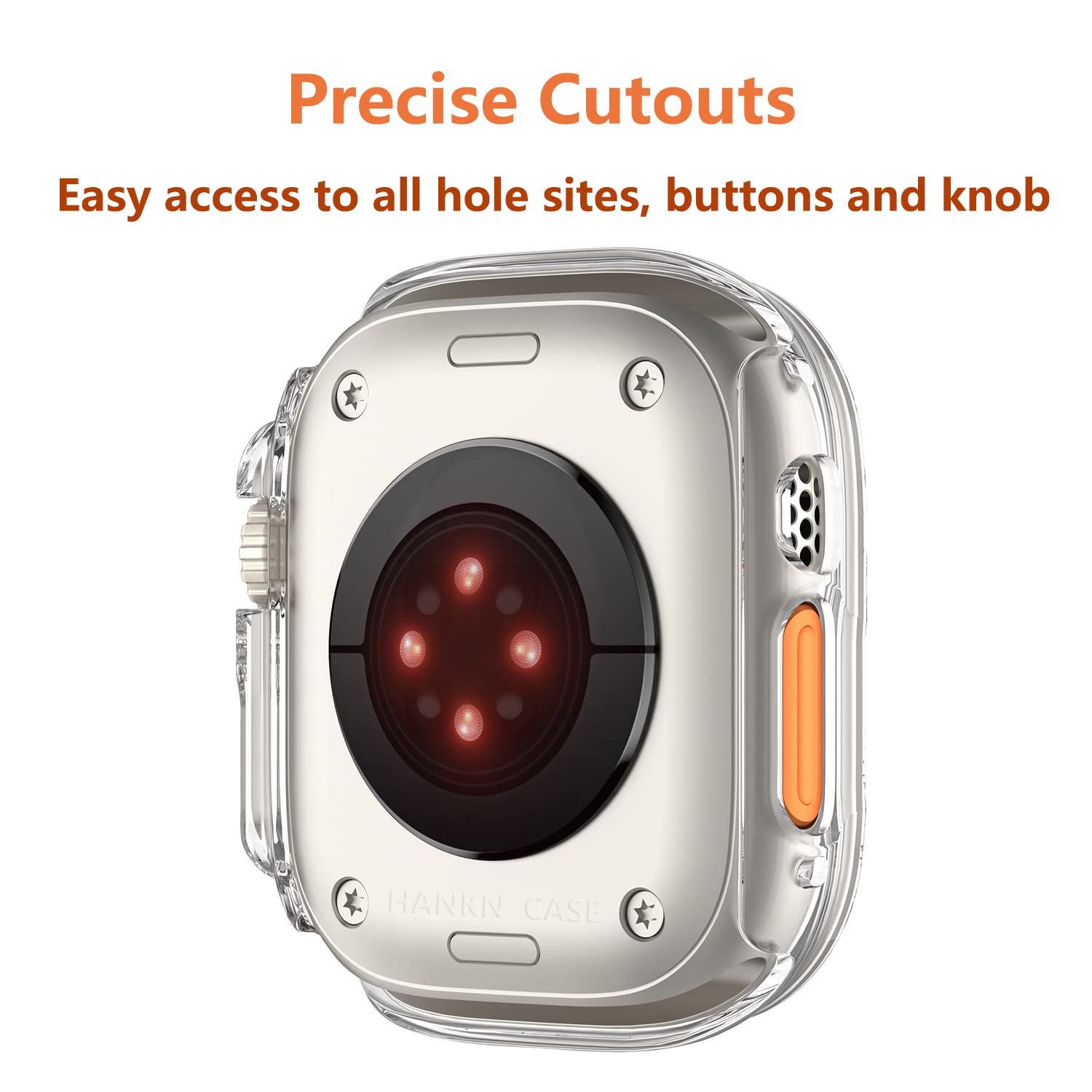 Hankn 2 Pack 49Mm Hard Case For Apple Watch Ultra 2 1 49Mm Tempered Glass Screen Protector Case, Full Coverage Pc Shockproof Iwa