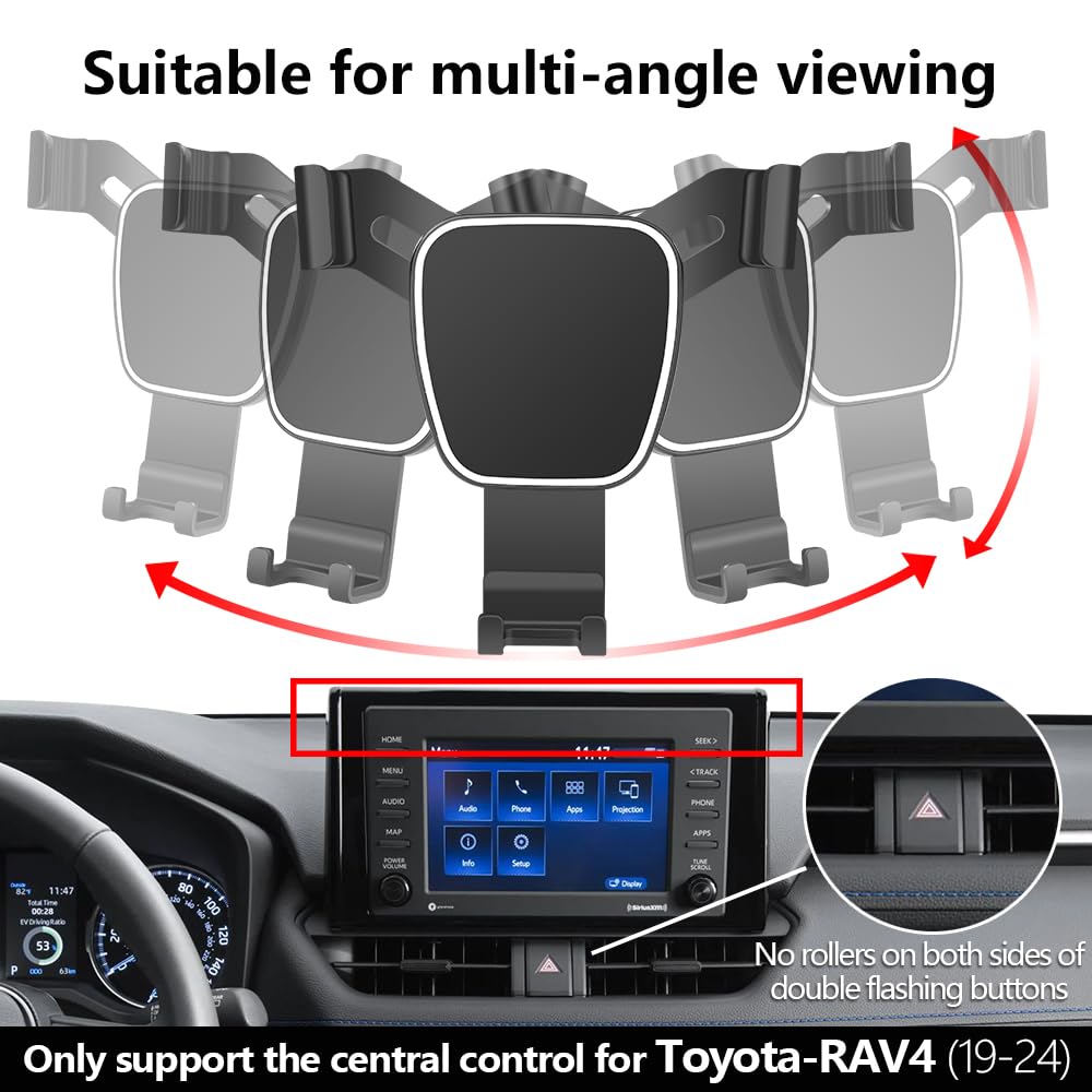Musttrue Car Phone Holder For 2019-2025 Toyota Rav4 Lx Xle, Hybrid Le Se Woodland, Prime Se Auto Accessories Navigation Bracket