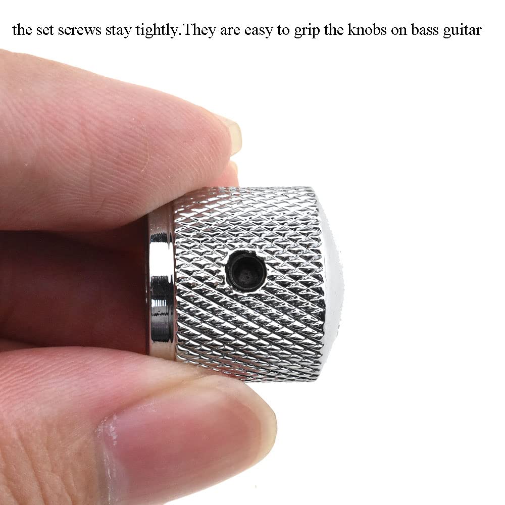 Hahiyo Chrome Electric Guitar Brass Dome Knobs Volume Tone Speed Control Make Loud Bass Screw Type Metal Good Grip Knurled Easy