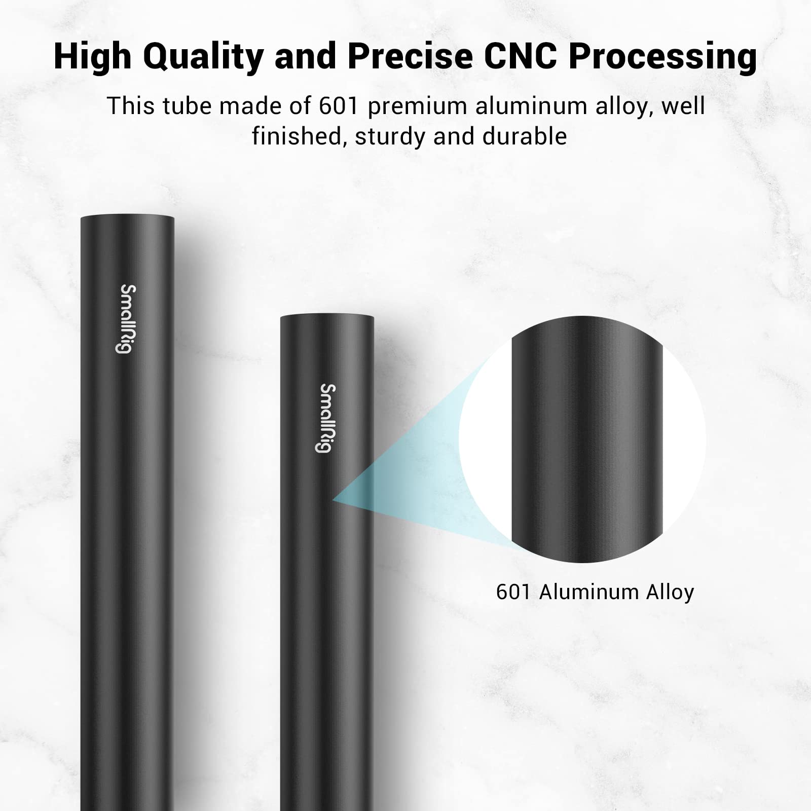 Smallrig 4 Inches (10 Cm) Black Aluminum Alloy 15Mm Rod With M12 Female Thread, Pack Of 2 1049