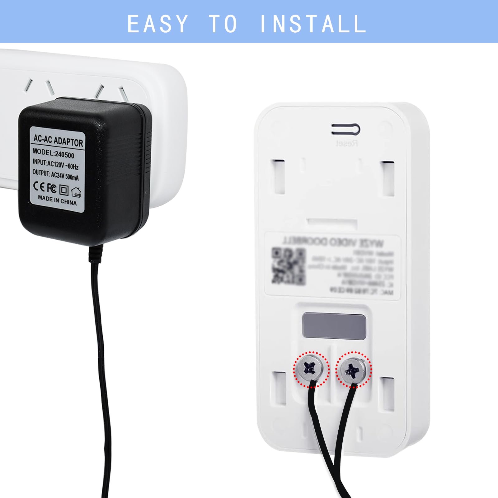 Vvhooy 24V 500Ma Video Doorbell Power Adapter Compatible With Wyze Wireless Video Doorbell Pro/Wyze Video Doorbell V2, Doorbell
