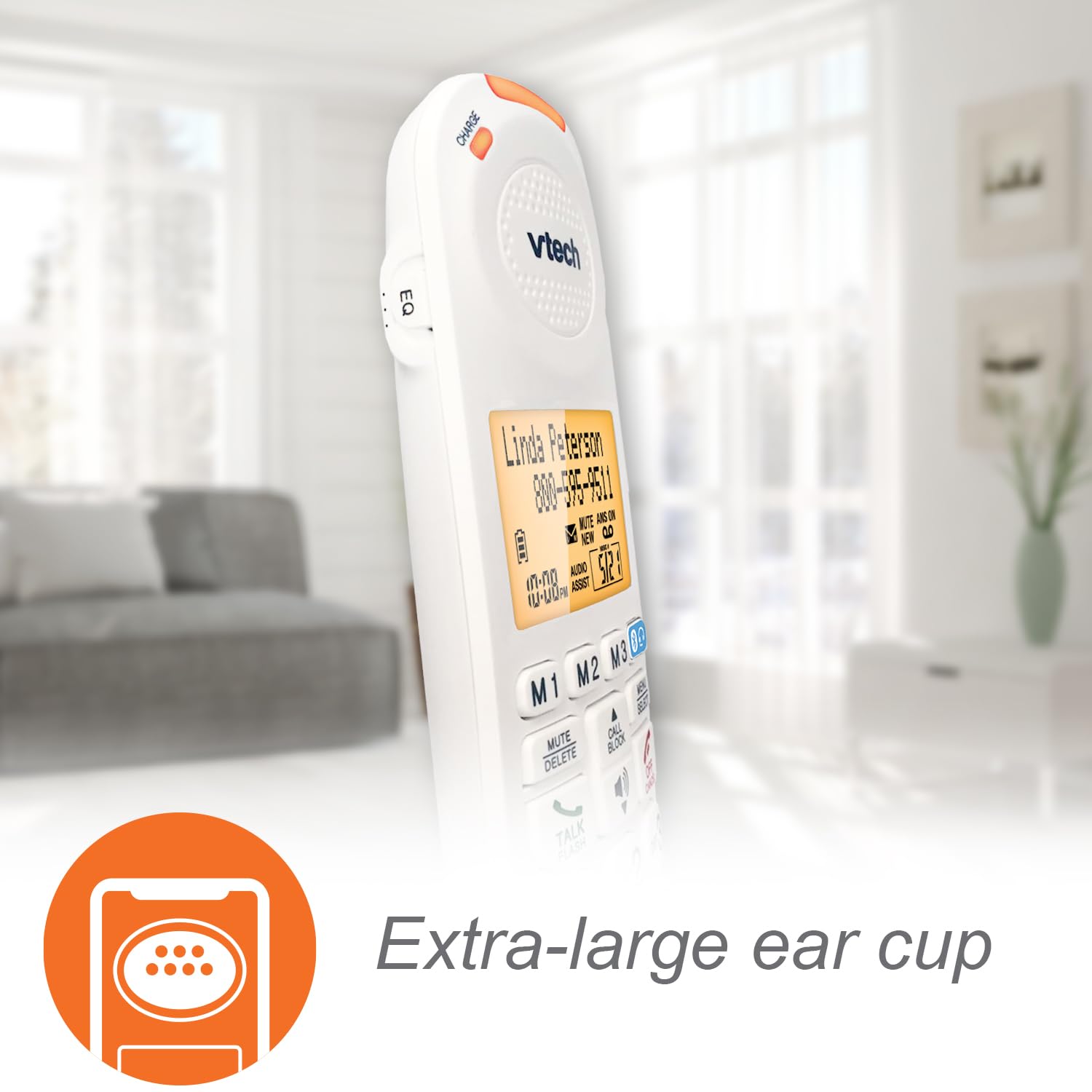 Vtech Sn5127 Amplified Cordless Senior Phone With Answering Machine, Call Blocking, 90Db Extra Loud Visual Ringer, One Touch Aud