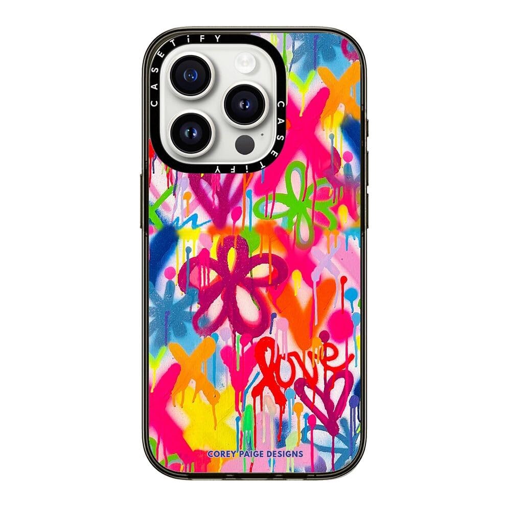 Casetify Compact Iphone 15 Pro Case [2X Military Grade Drop Tested / 4Ft Drop Protection]   Graffiti Street Style   Clear Black