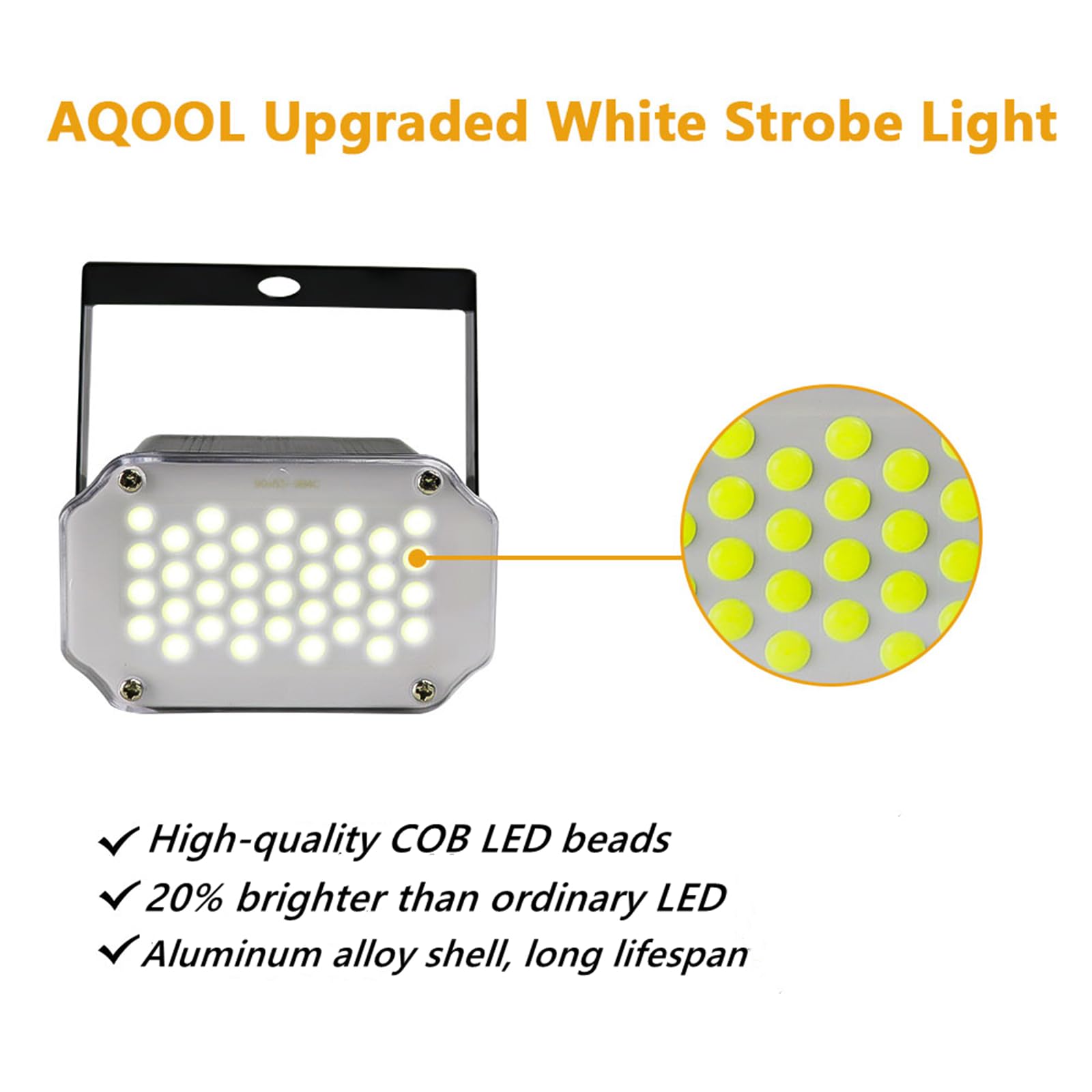 [2 Pack] Aqool White Strobe Lights, Super Bright 36 Led Mini Strobe Light For Parties, Sound Activated & Speed Control Dj Stage