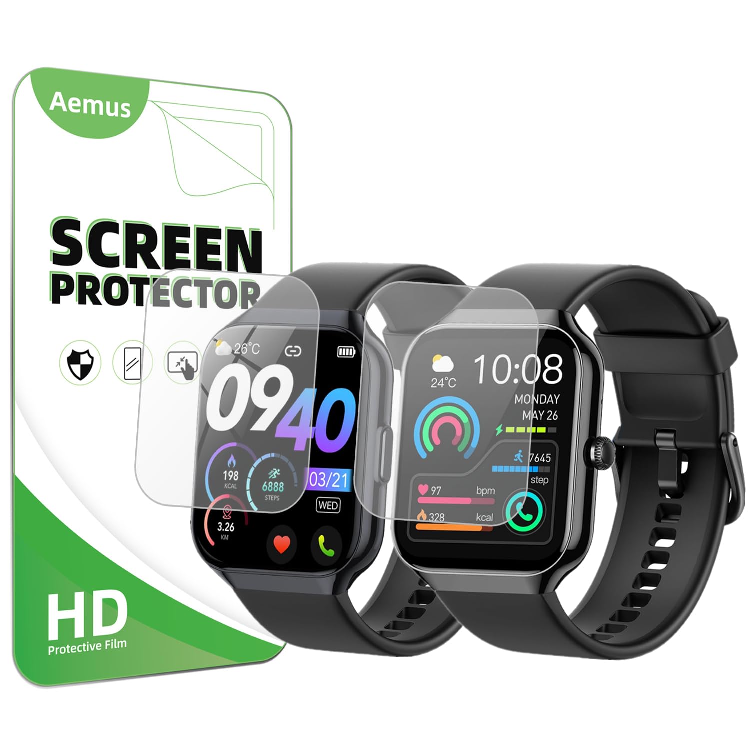 Aemus Screen Protector Compatible For Togala Smart Watch 1.96'' (6 Pack) Clear Tpu Soft Film Compatible For Jugeman P99 / P98 Sm