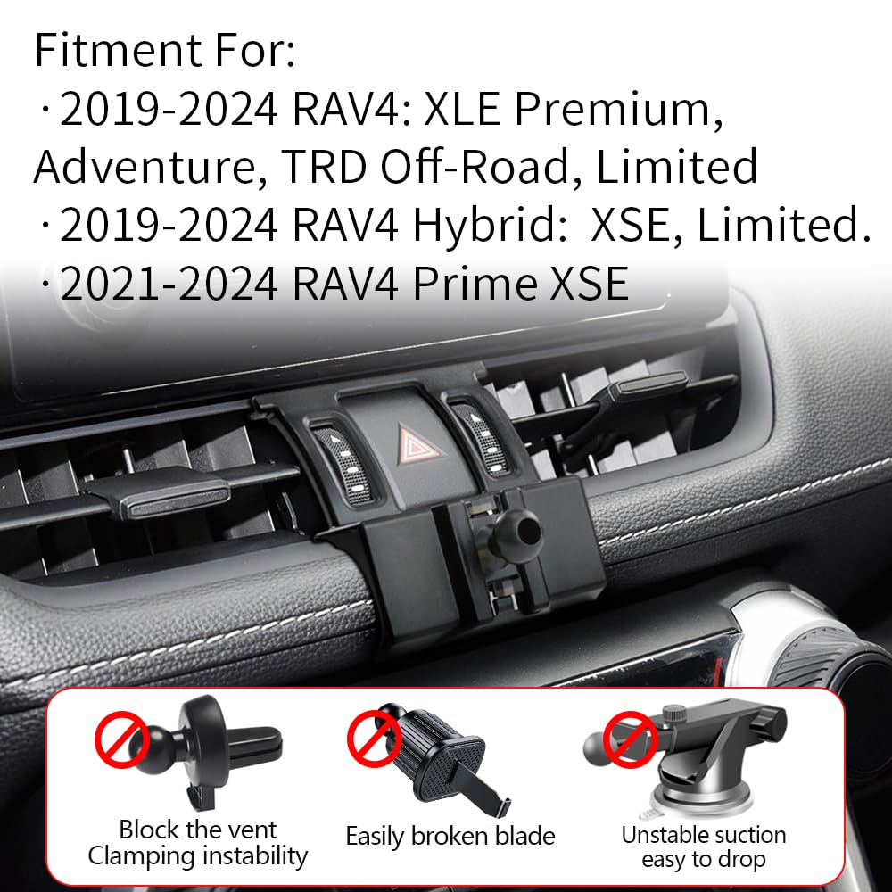 Lunqin Car Phone Holder Mount Fortoyota Rav4 2019-2025,Hybrid Xse Limited,Prime Xse 2021-2025 Auto Accessories Interior Decorati