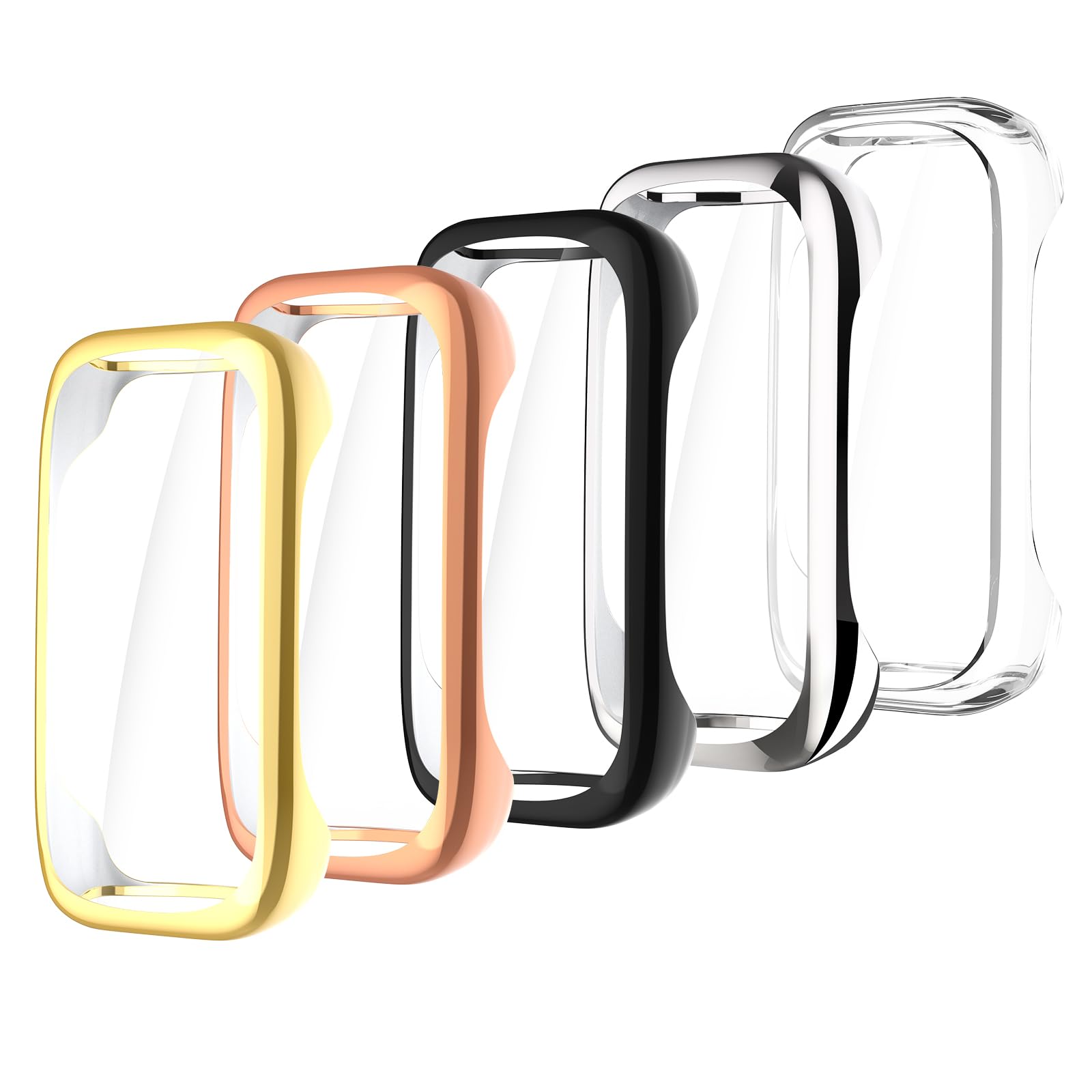 Simpeak 5-Pack Soft Screen Protector Case Compatible with Fitbit Inspire 3 Smartwatch, Full Protection Plated Bumper Case Covers