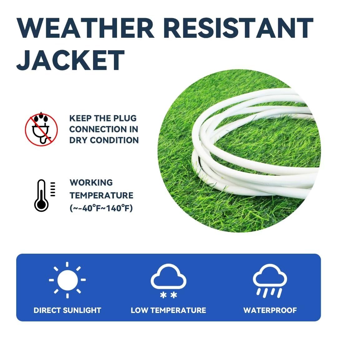 Fnxpow Indoor Extension Cord, 12 Gauge 3 Prong Weatherproof Heavy Duty White Extension Cord With Lighted Indicator End, Sjtw 15A