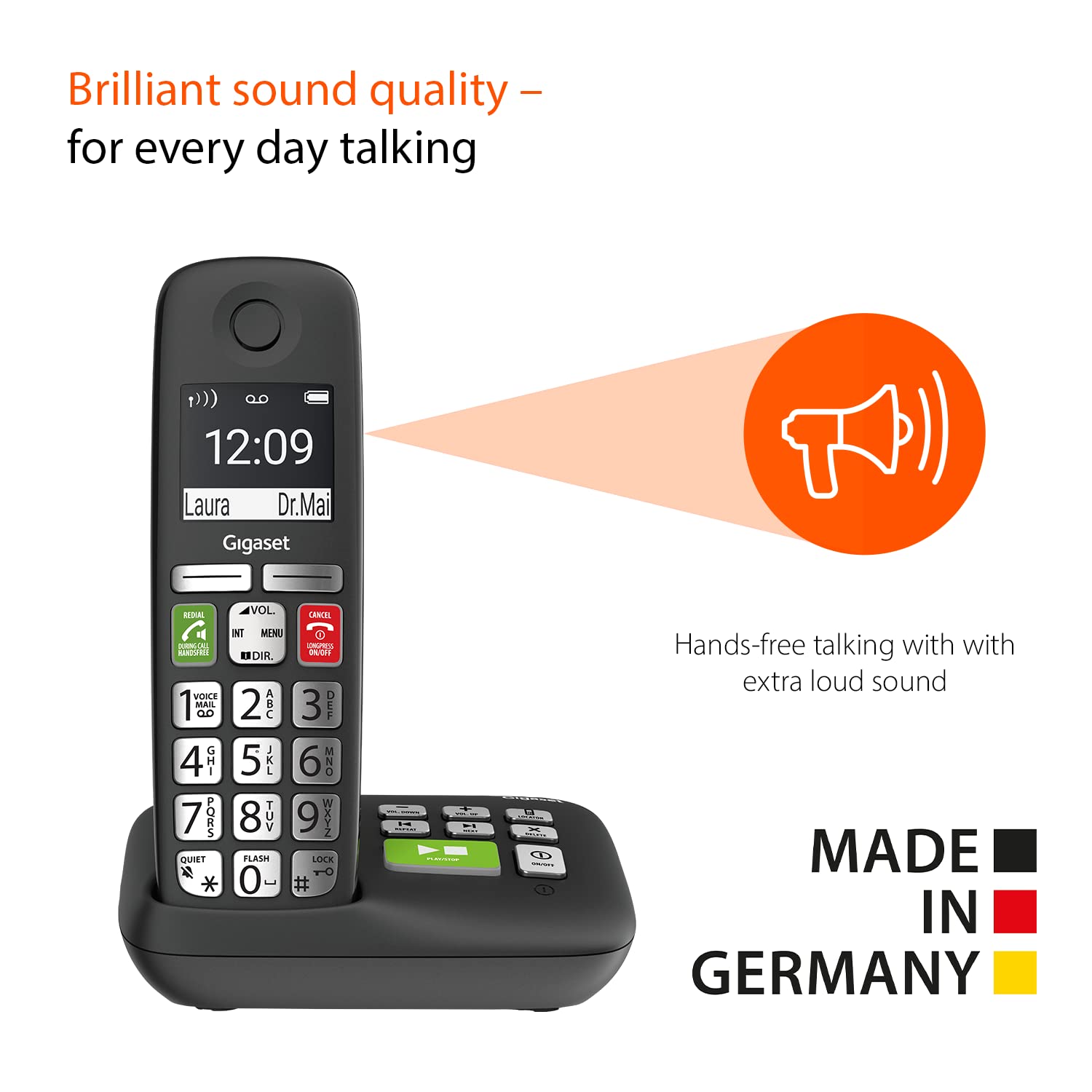 Gigaset E295A Duo - Two Big Button Phones Cordless - Made In Germany - Big 2    Display - Extra Large Keys And Easy Usability -
