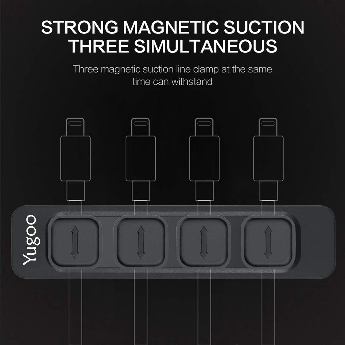 Yugoo Magnetic Cable Holder Clips Multipurpose Organizer, Desktop Cord Management For All Wires (2 Pack, Black And White)