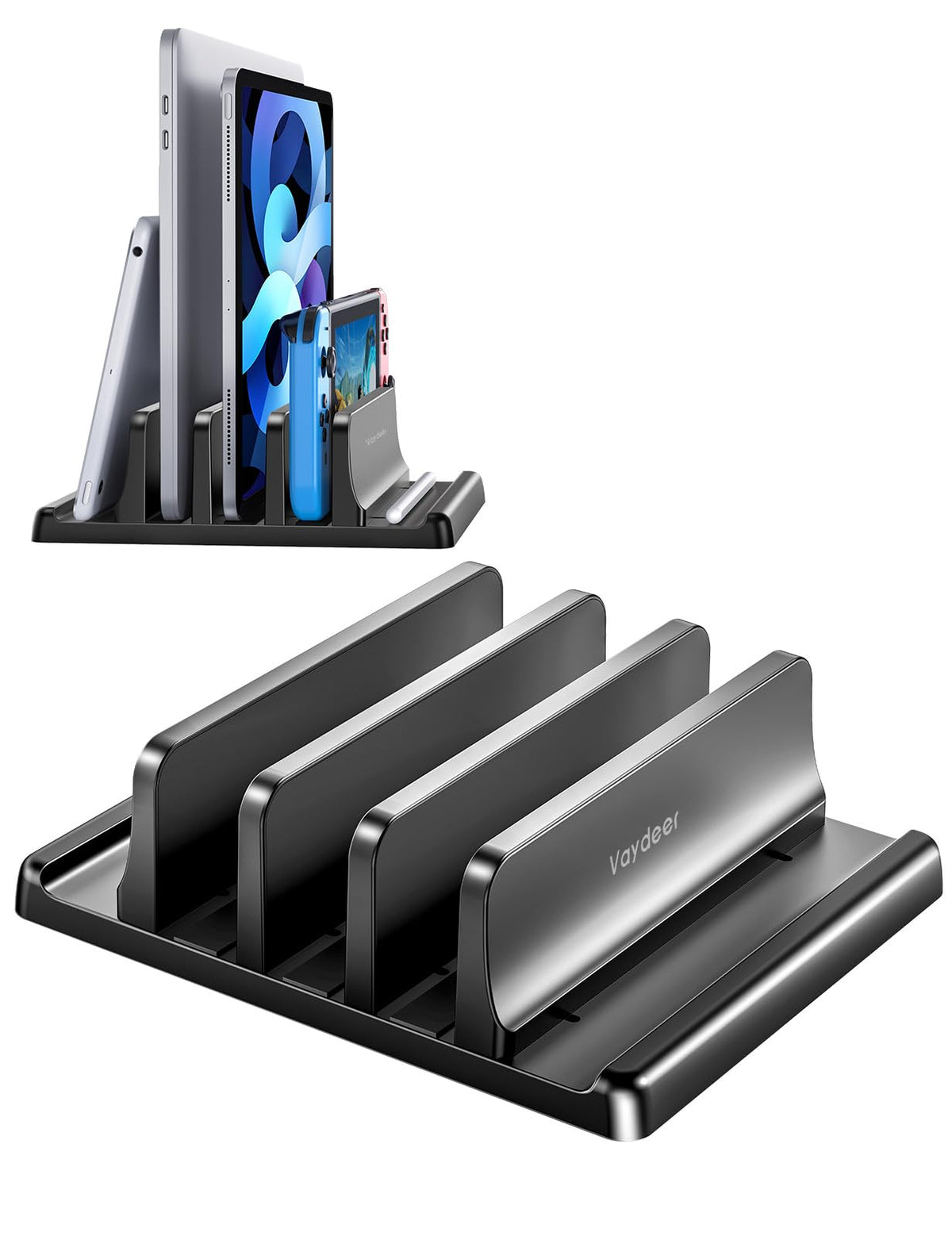 Vaydeer 3-Slot Vertical Laptop Stand Made of Premium ABS Plastics 5 in 1 Design Space-Saving Adjustable Desk Organizer for All MacBook/Chromebook/Surface